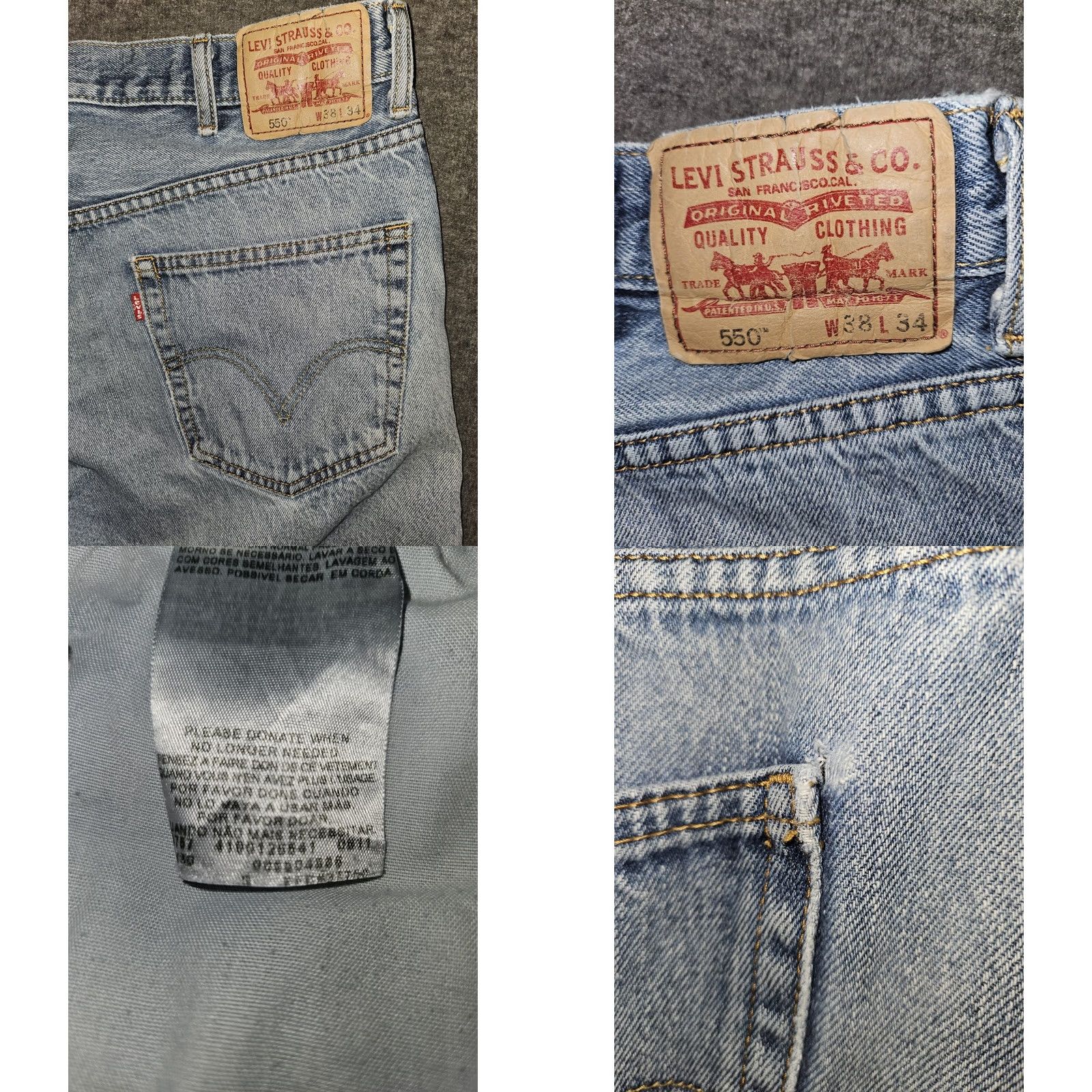Levi's VINTAGE Levi's 550 Relaxed Fit Jeans Men 38x29.5 Blue Denim Egypt Cotton Y2K Grunge 90s Distressed Pockets 5-Pocket Design Mens Size US 38 / EU 54 - 8 Thumbnail