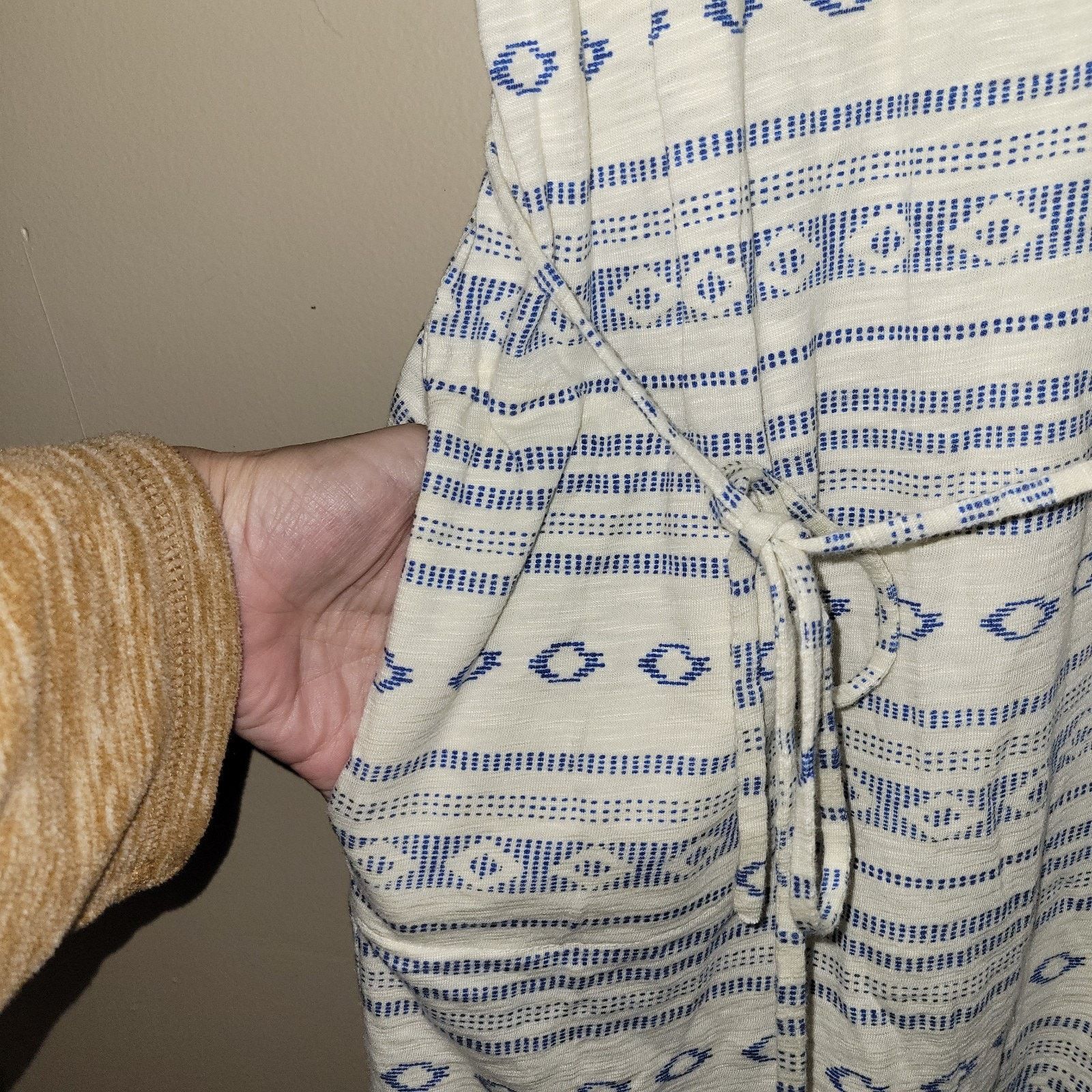 Lucky Brand Lucky Brand Summer White Blue Dress Size Large Aztec Boho Size L / US 10 / IT 46 - 6 Thumbnail