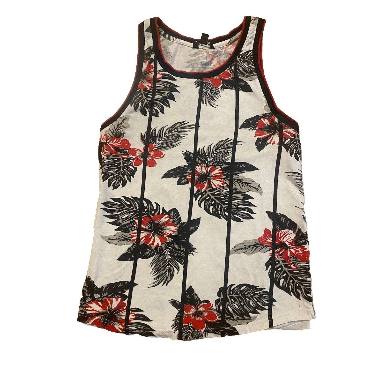 & Other Stories MENS HAWAIIAN FLORAL TEAL BLUE RED TANK TOP T-SHIRT SIZE M Size US M / EU 48-50 / 2 - 1 Thumbnail