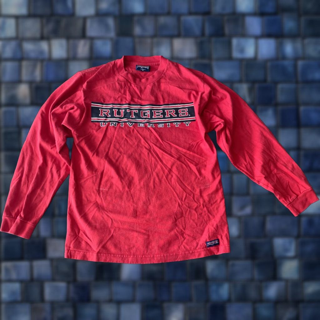 Jansport VINTAGE Jansport T-Shirt Logo Rutgers University Long Sleeve Crew Neck Red S Mens 90s USA Size US S / EU 44-46 / 1 - 1 Thumbnail