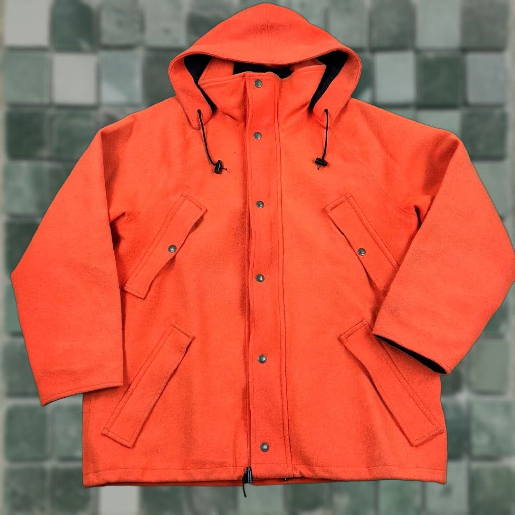 VINTAGE Cabela's Jacket Coat Mens L USA GoreTex Hunting Removable Hood Orange Parka