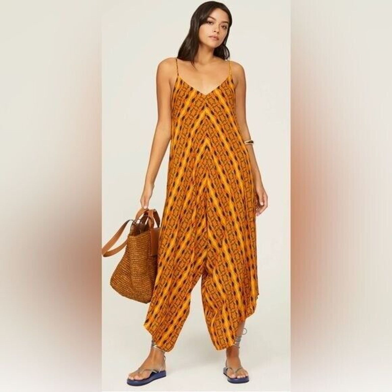 Other RTR KahindoKano Jumpsuit Orange/Mustard Wide Leg Sz XL Size 36" / US 14 / IT 50 - 1 Thumbnail