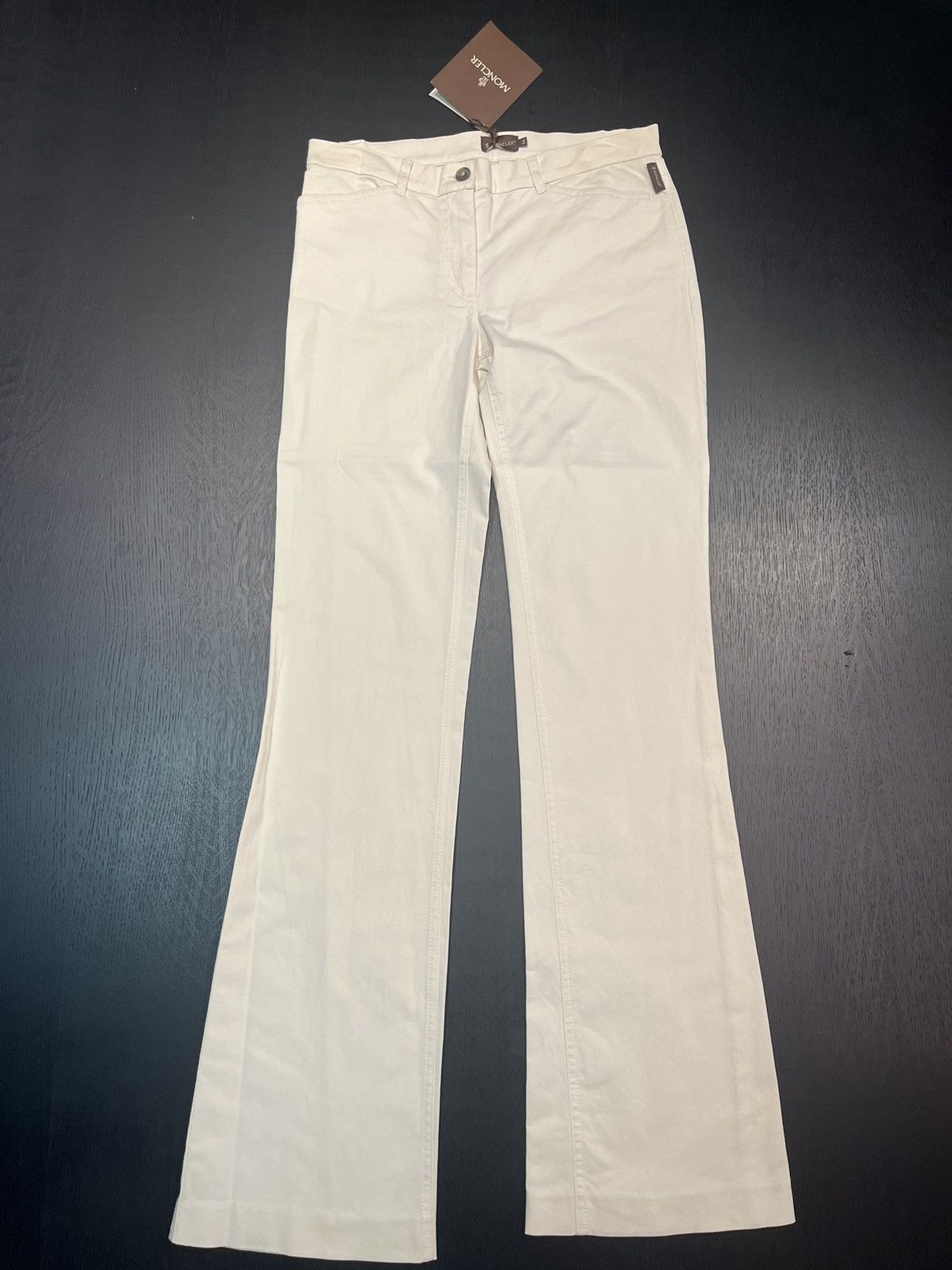 Moncler × Vintage Moncler Ladies’ White Cotton 1-Button Trouser Pants Y2K Size 30" / US 8 / IT 44 - 1 Thumbnail