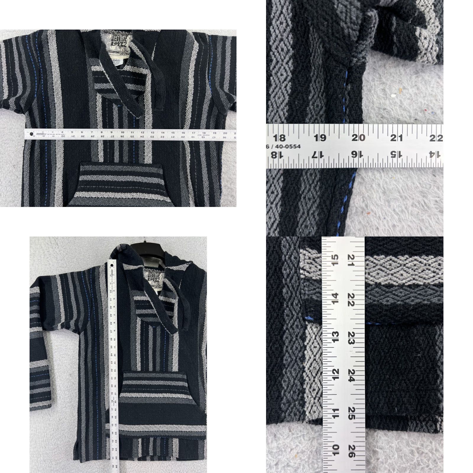 Vintage Senor Lopez Hoodie Mens Small Gray Black Pocket Pullover Crew Neck Knit All Seasons Hooded Size US S / EU 44-46 / 1 - 8 Thumbnail