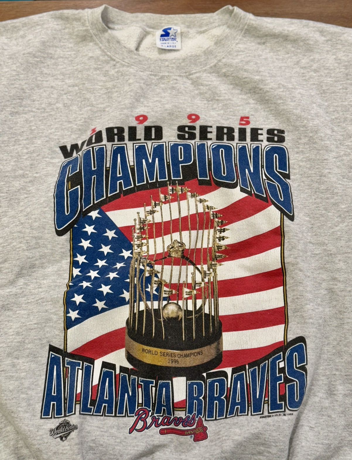 Starter × Vintage Vintage 1995 MLB Atlanta Braves WORLD SERIES Crewneck Sz XL Size US XL / EU 56 / 4 - 6 Thumbnail