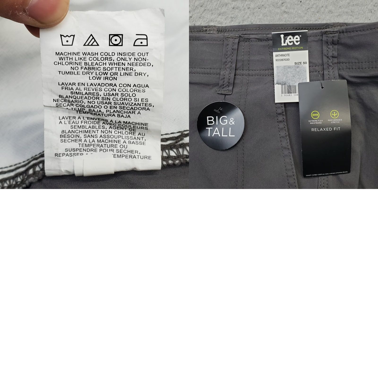 Lee Lee Mens Cargo Shorts 50 Gray Extreme Motion Relaxed Fit Cargo Pocket Cotton Flat Front Waistband 10.25 Inseam Size US 34 / EU 50 - 8 Thumbnail