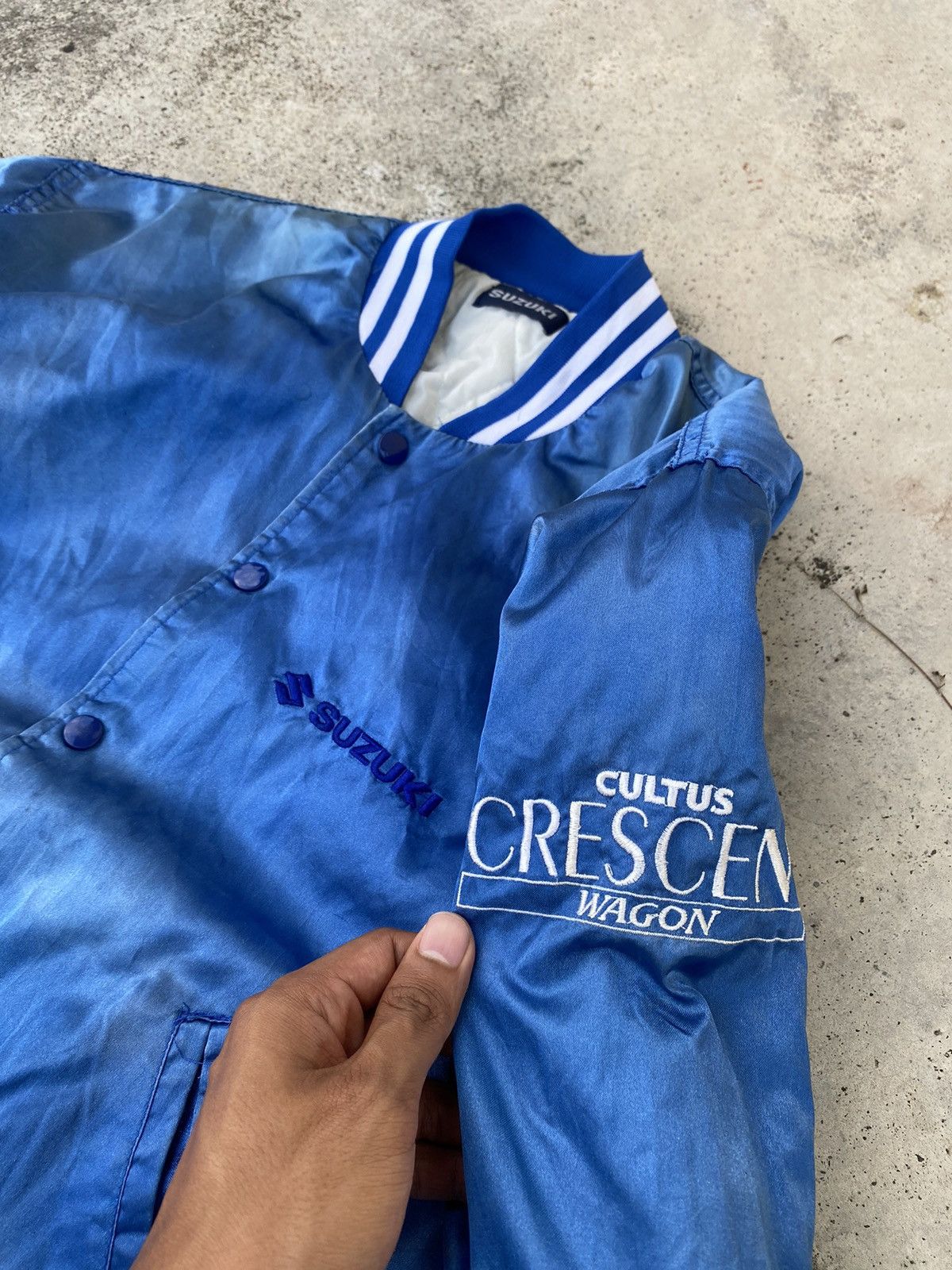 Vintage Vintage Suzuki Racing Varsity Jacket Metallic Blue Size US L / EU 52-54 / 3 - 3 Thumbnail