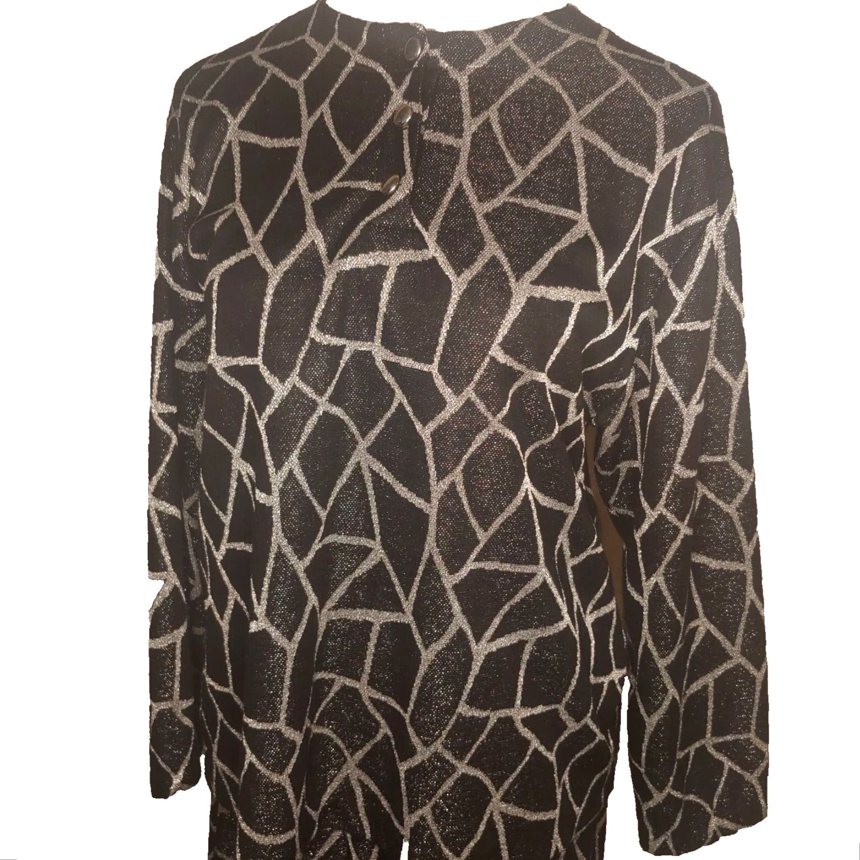 Vintage VINTAGE Quail Crossing 2 Piece Skirt Set Shirt Ladies Large Black Metallic Polyester 1970s Suit Size L / US 10 / IT 46 - 6 Thumbnail