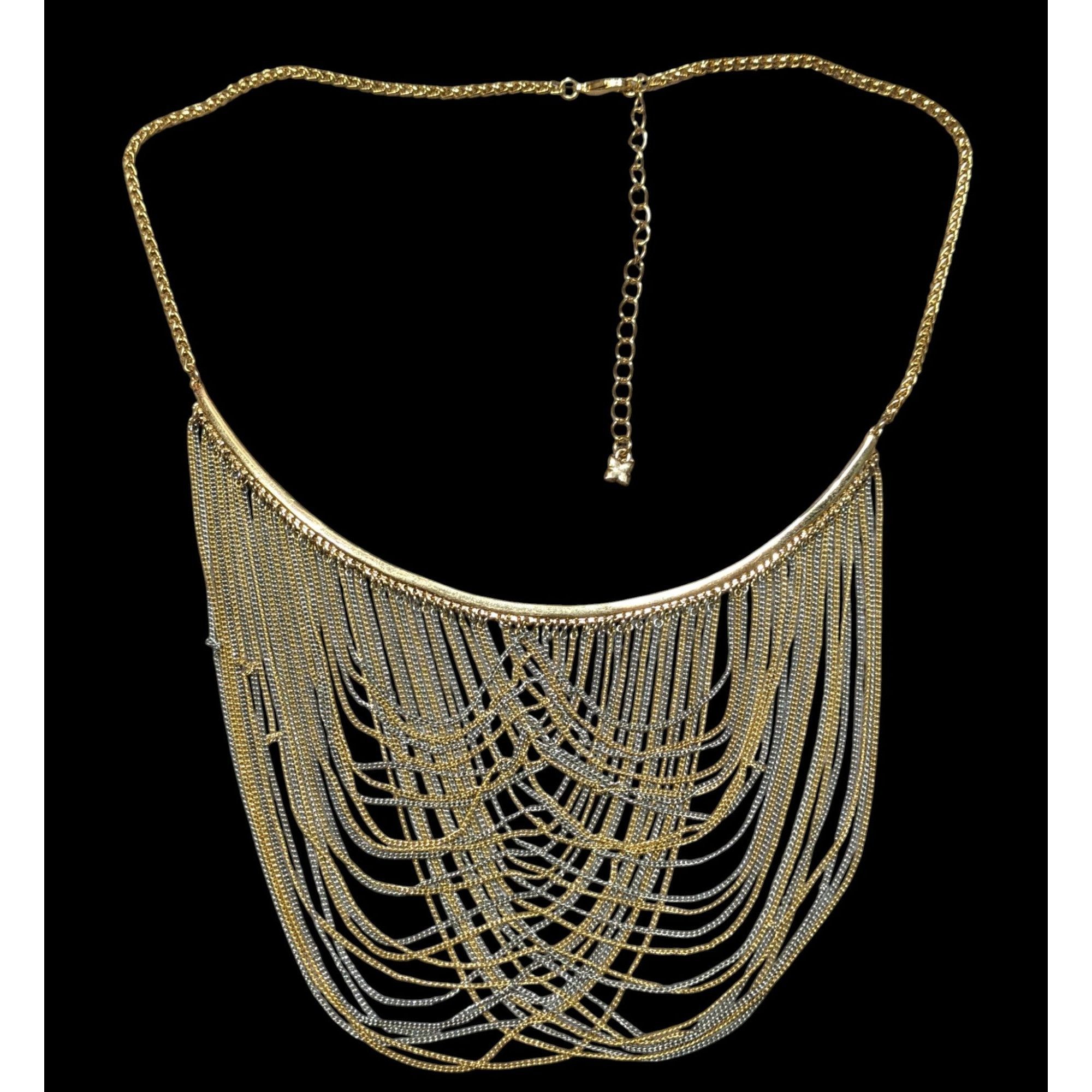Bcbgmaxazria BCBGMAXAZRIA Draped Gold & Silver Tone Chain Bib Statement N Size ONE SIZE - 1 Thumbnail