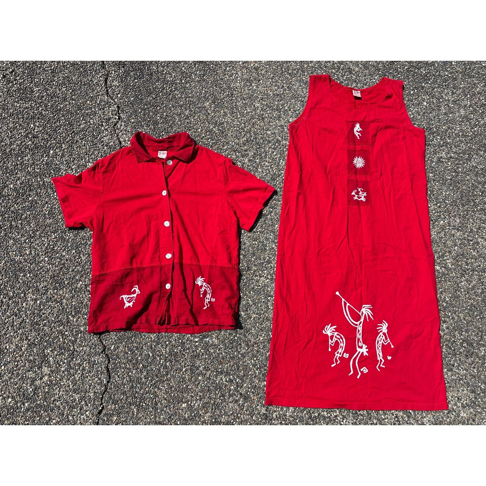 Cactus Store LA Vtg 90s 2 pc Dress/top shell Button Maxi southwest L Size L / US 10 / IT 46 - 2 Thumbnail
