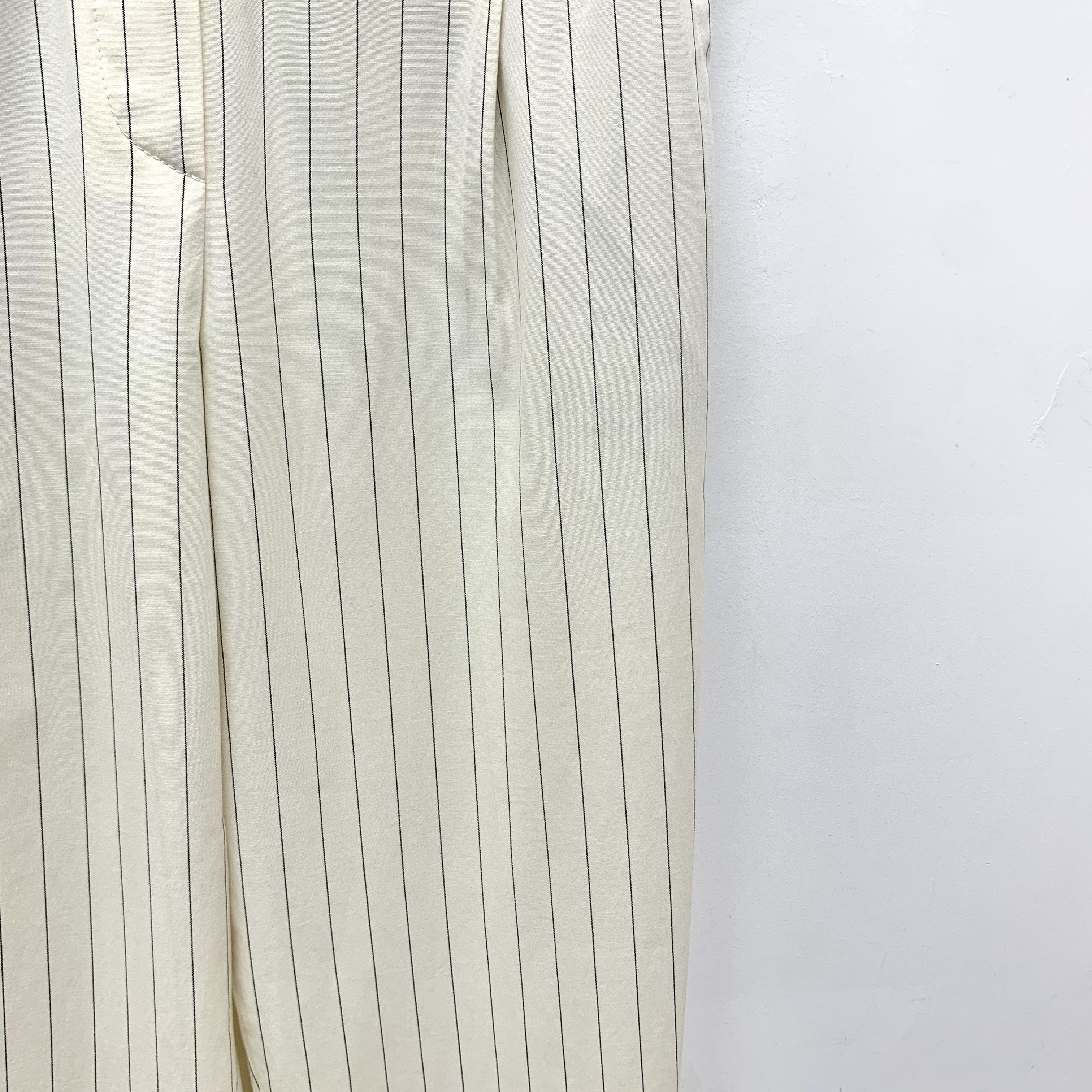 Brunello Cucinelli Brunello Cucinelli Striped Cotton Pants White (40) Size 27" / US 4 / IT 40 - 4 Thumbnail