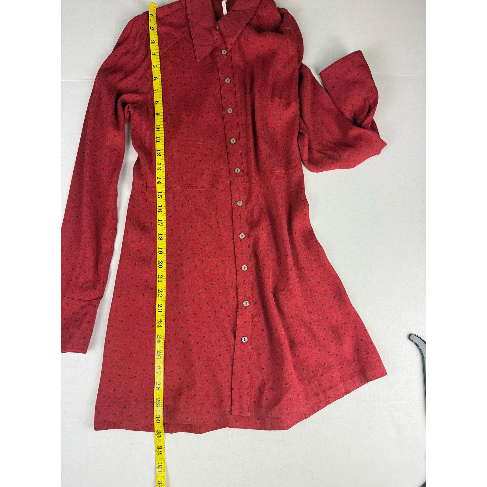Free People Free People Red Polka Dot Button-Up Dress - XS Size XS / US 0-2 / IT 36-38 - 5 Thumbnail