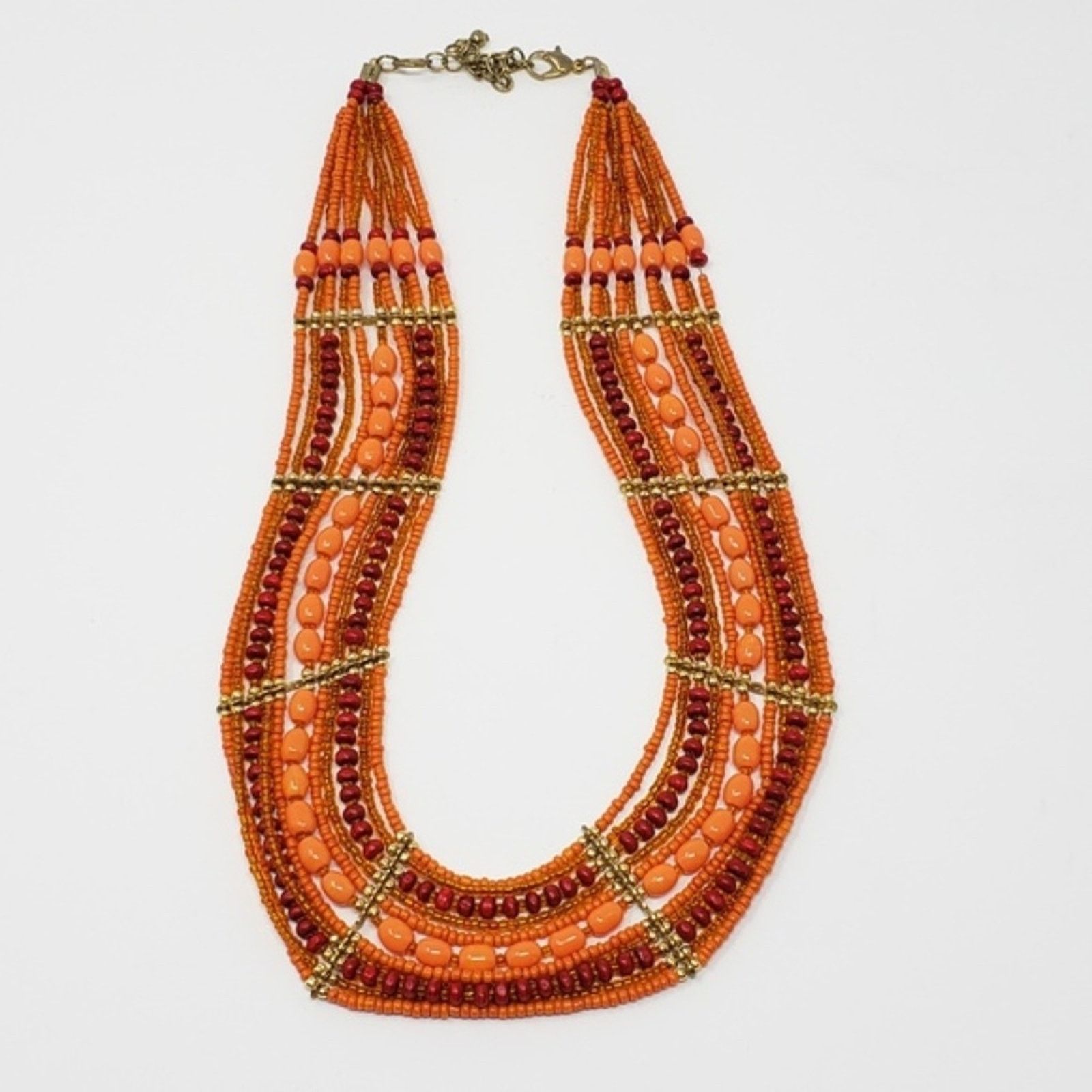 Other Multi-Strand Beaded Red, Orange & Gold-Tone Necklace Size ONE SIZE - 1 Thumbnail