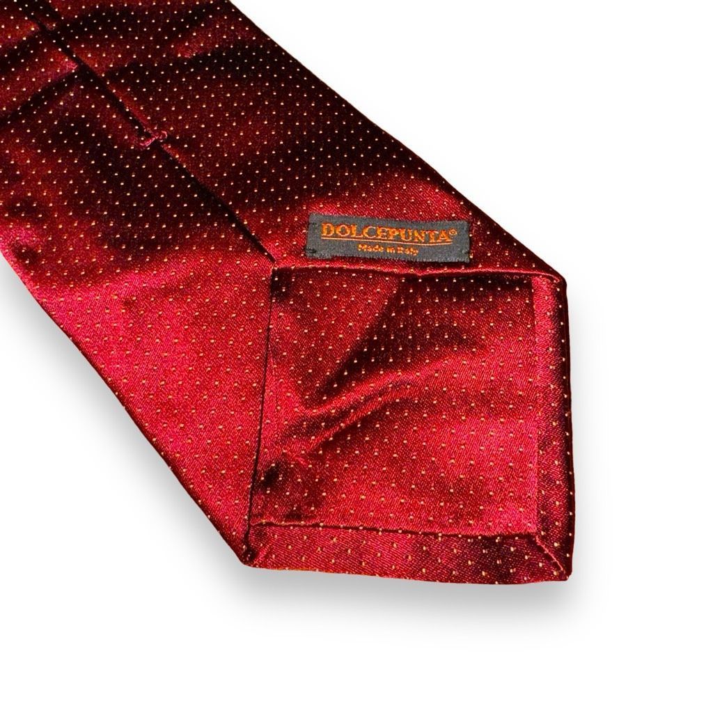 Dolcepunta Dolcepunta Red & White Polkadot Handmade in Italy Silk Tie Size ONE SIZE - 4 Thumbnail