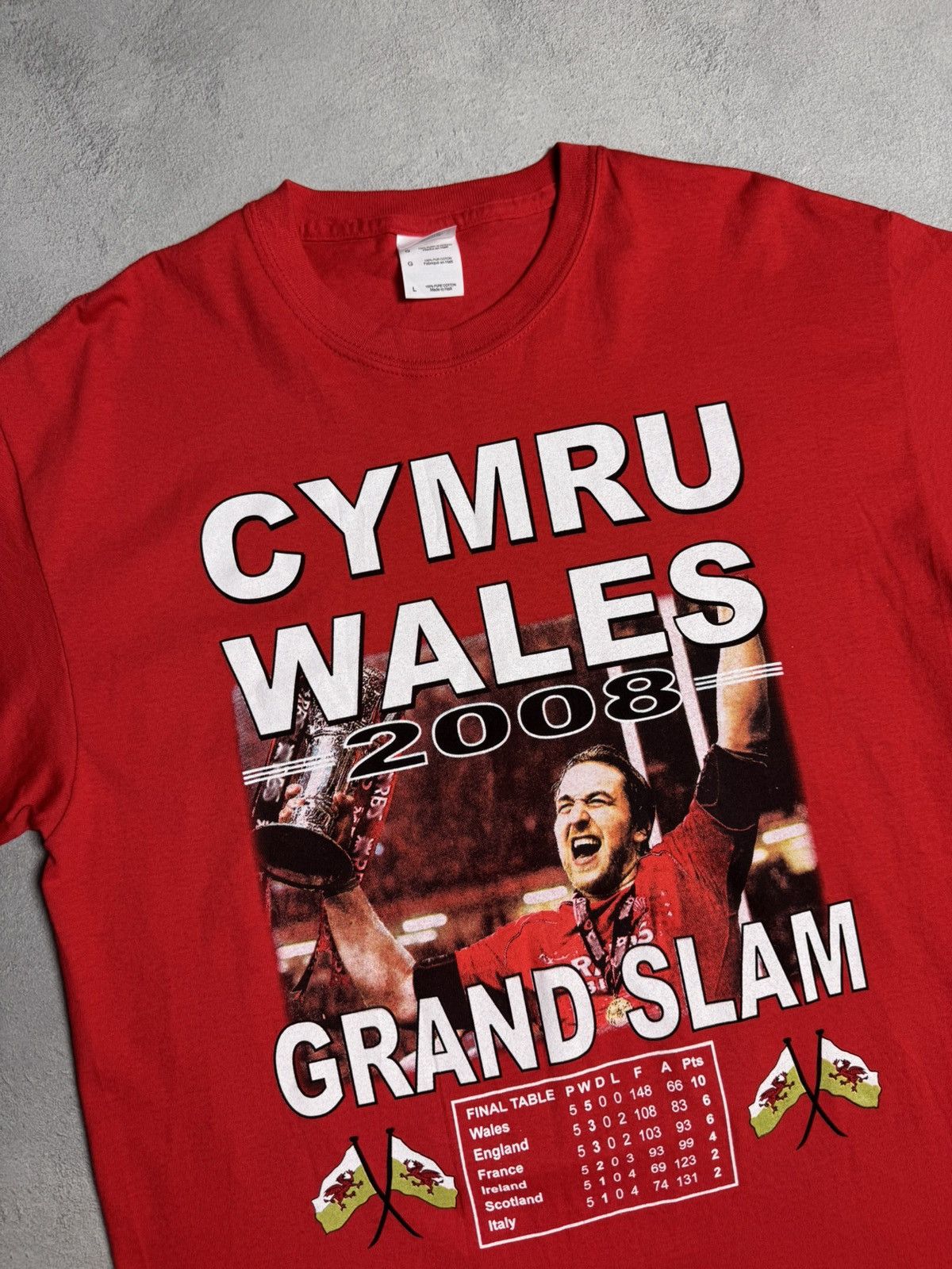 Gildan Cymru Wales 2008 Grand Slam Rugby T-Shirt Gildan Size US L / EU 52-54 / 3 - 3 Thumbnail