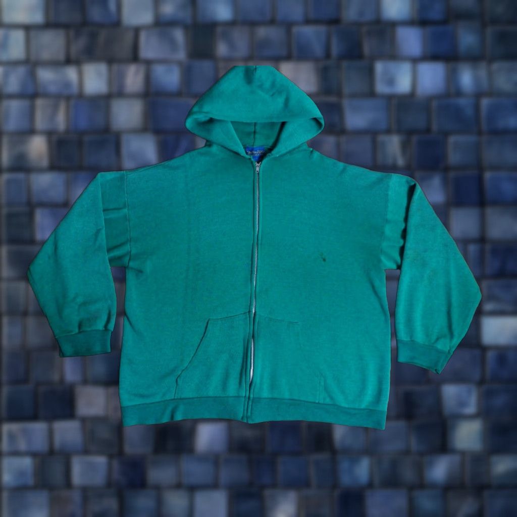 Tultex VINTAGE Tultex Hoodie 80s Green 50/50 Zip Fleece Mens XL Moder n? (Oops) Size US XL / EU 56 / 4 - 1 Thumbnail