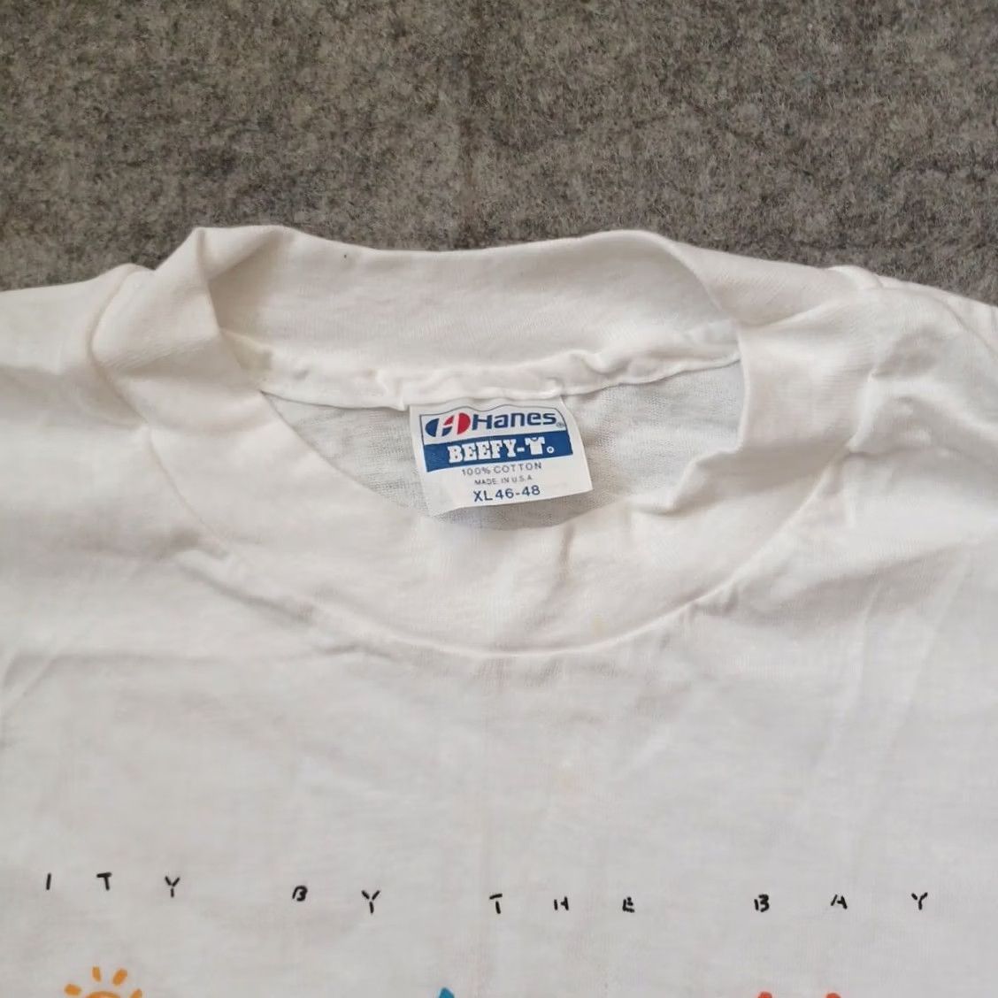 Hanes VINTAGE Hanes Beefy-T San Francisco Shirt XL White USA Mens 80s Retro Crew Neck Short Sleeve Cotton Knit Logo 100% Cotton Size US XL / EU 56 / 4 - 7 Thumbnail