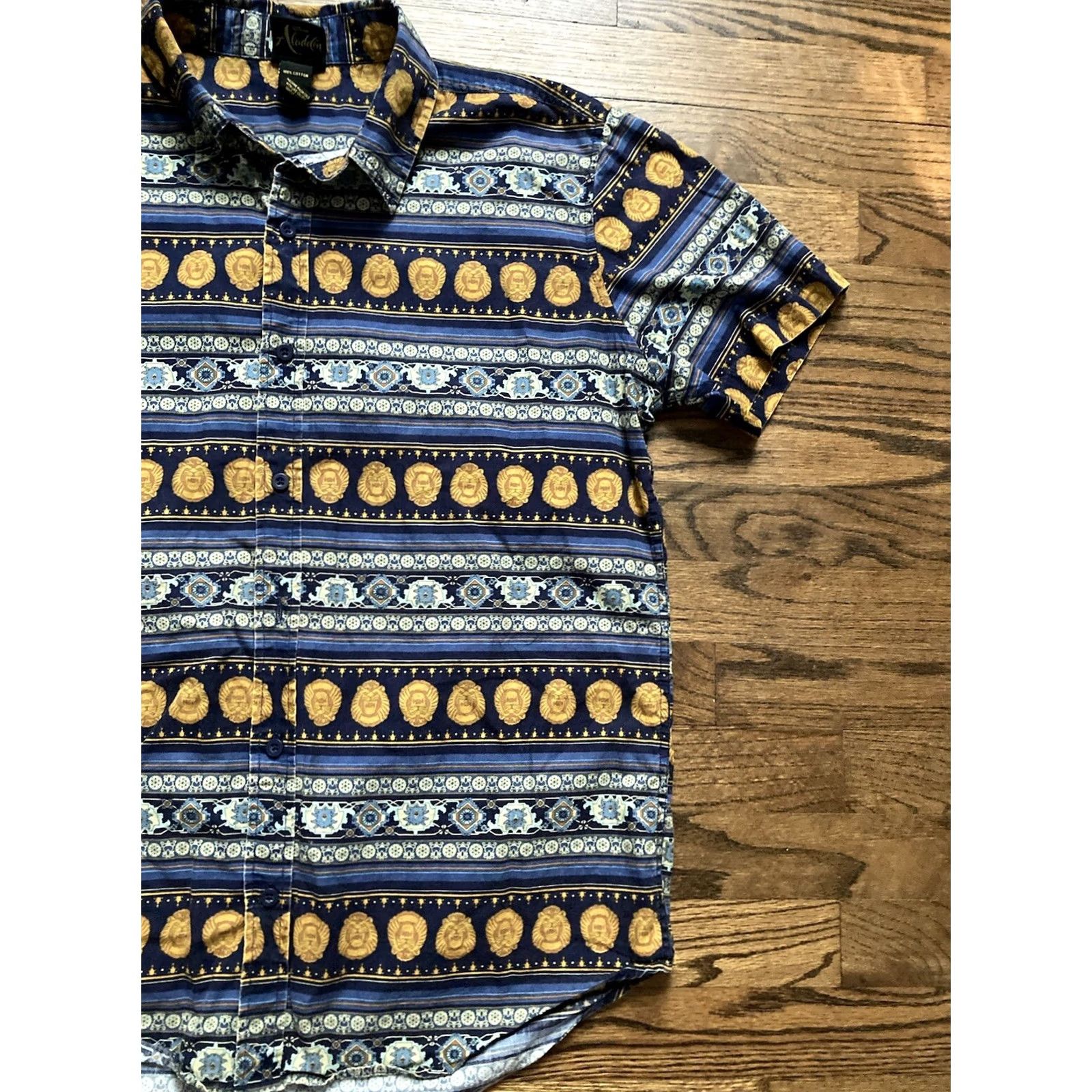 Disney Disney Aladdin Shirt Men M AOP Camp Hawaiian Button Up Short Sleeve Blue Graphic Print Hawaiian Theme 90s? Size US M / EU 48-50 / 2 - 3 Thumbnail