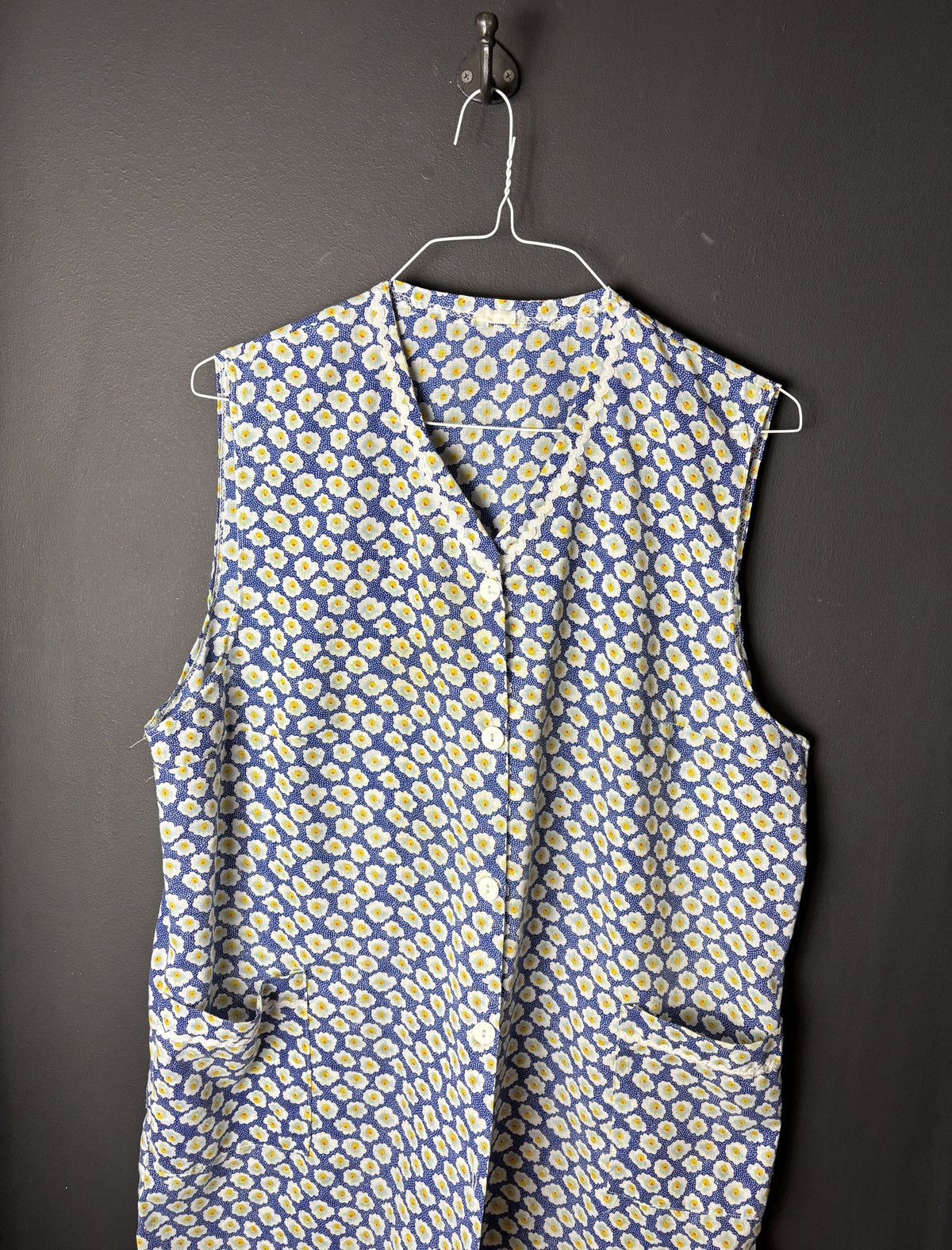 Vintage Vintage Lounge Dress Button Up 70s 80s Night Gown Lace Trim Size S / US 4 / IT 40 - 6 Thumbnail