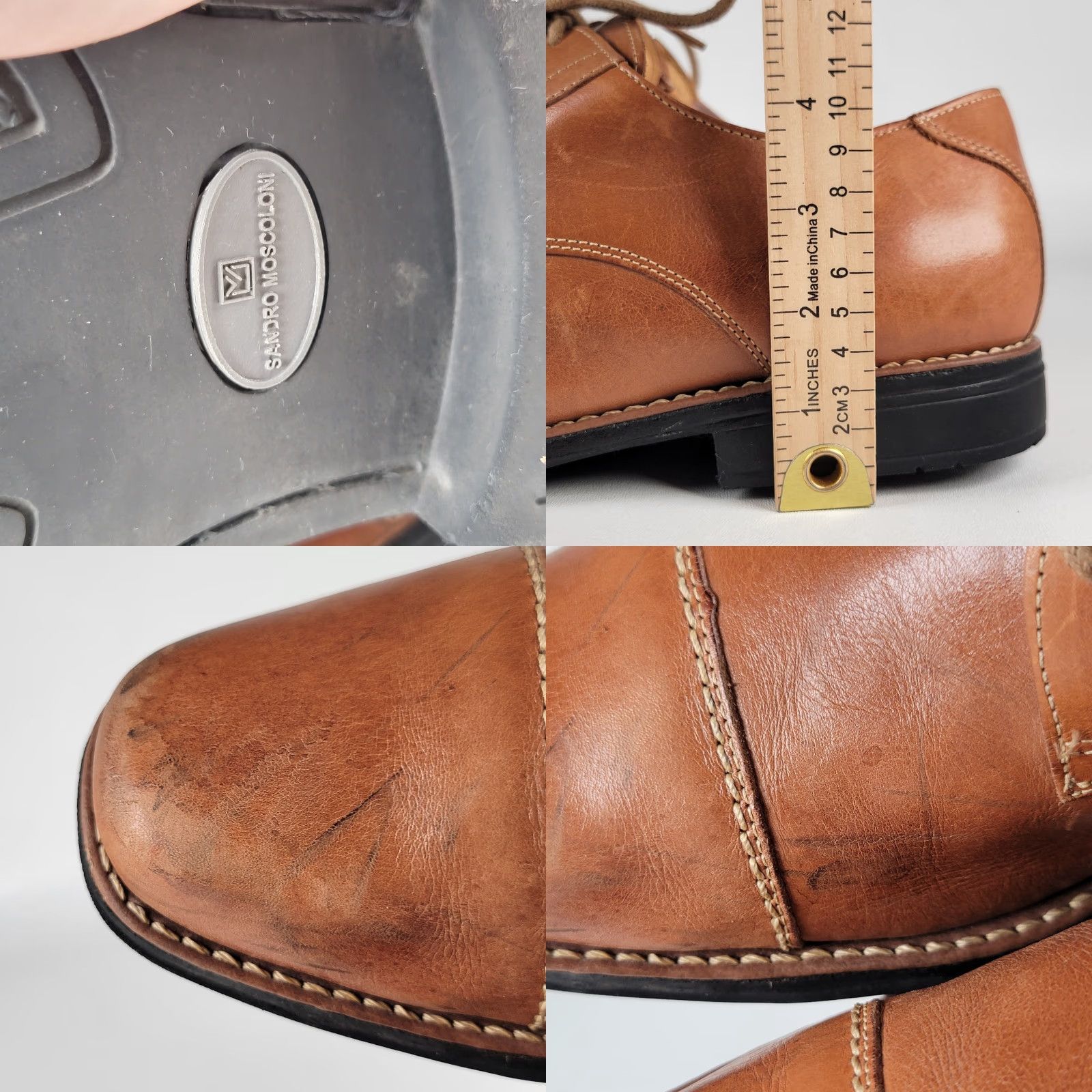 Sandro Moscoloni Sandro Moscoloni Shoes Mens 13 M Brown Leather Dress Cap Toe Derby Square Toe Size ONE SIZE - 8 Thumbnail