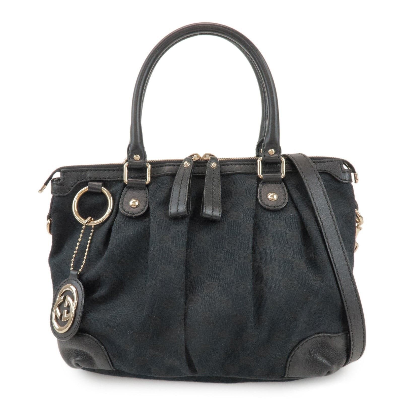 Gucci Gucci Sukey Interlocking G GG Canvas & Leather Satchel Black Size ONE SIZE - 1 Thumbnail