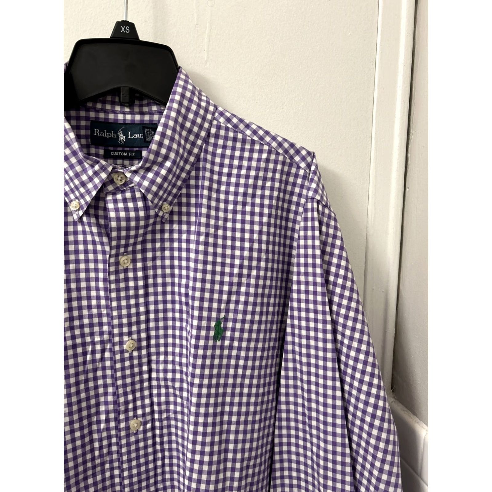 Ralph Lauren VINTAGE Ralph Lauren Shirt Mens Large Purple Plaid Oxford Button Down Green Pony L/S Size US L / EU 52-54 / 3 - 4 Thumbnail