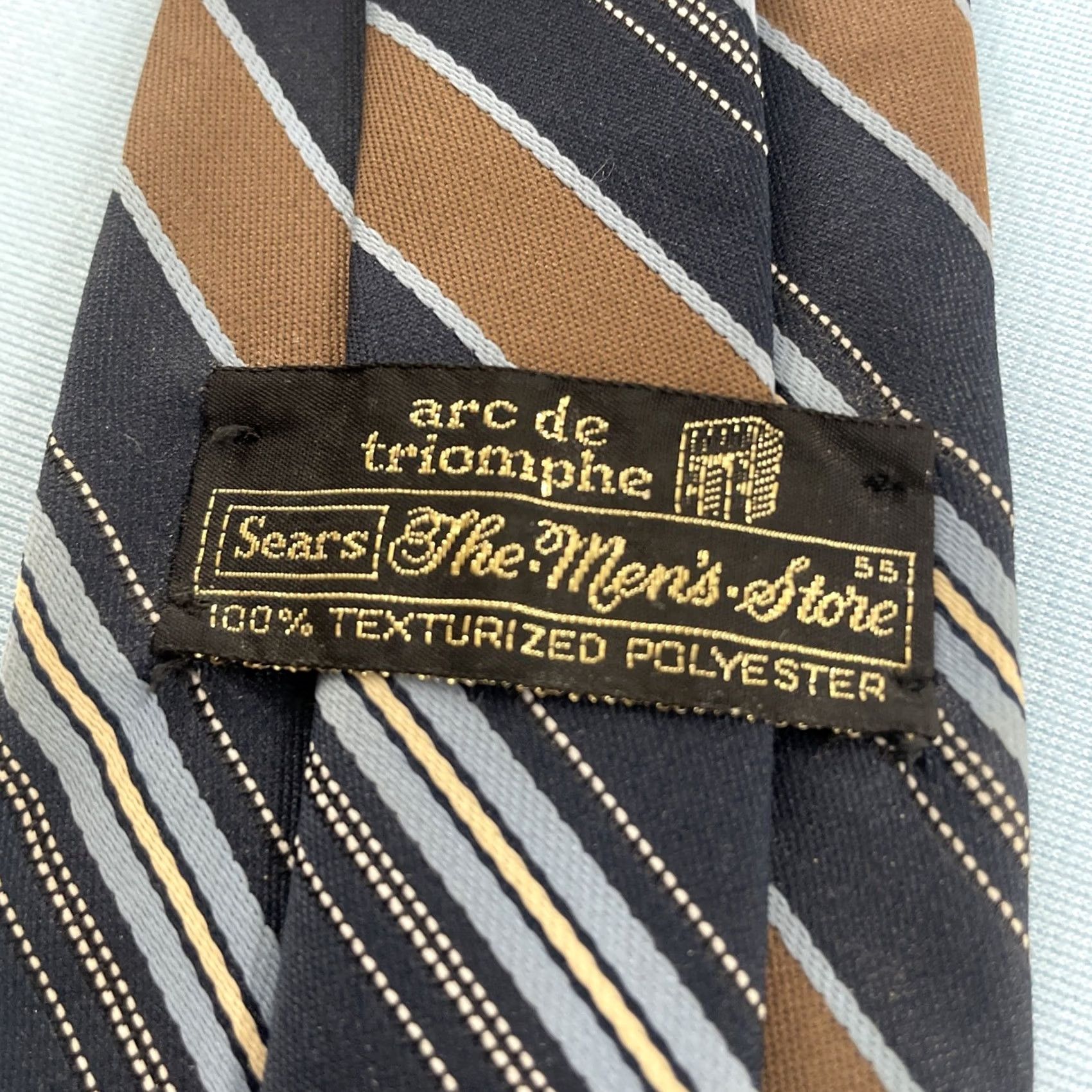 Sears Sears Repp Tie vtg 60s Men's Store Texturize Poly Necktie Stripe Brown Blue 3x55 Capsule Necktie Size ONE SIZE - 5 Thumbnail