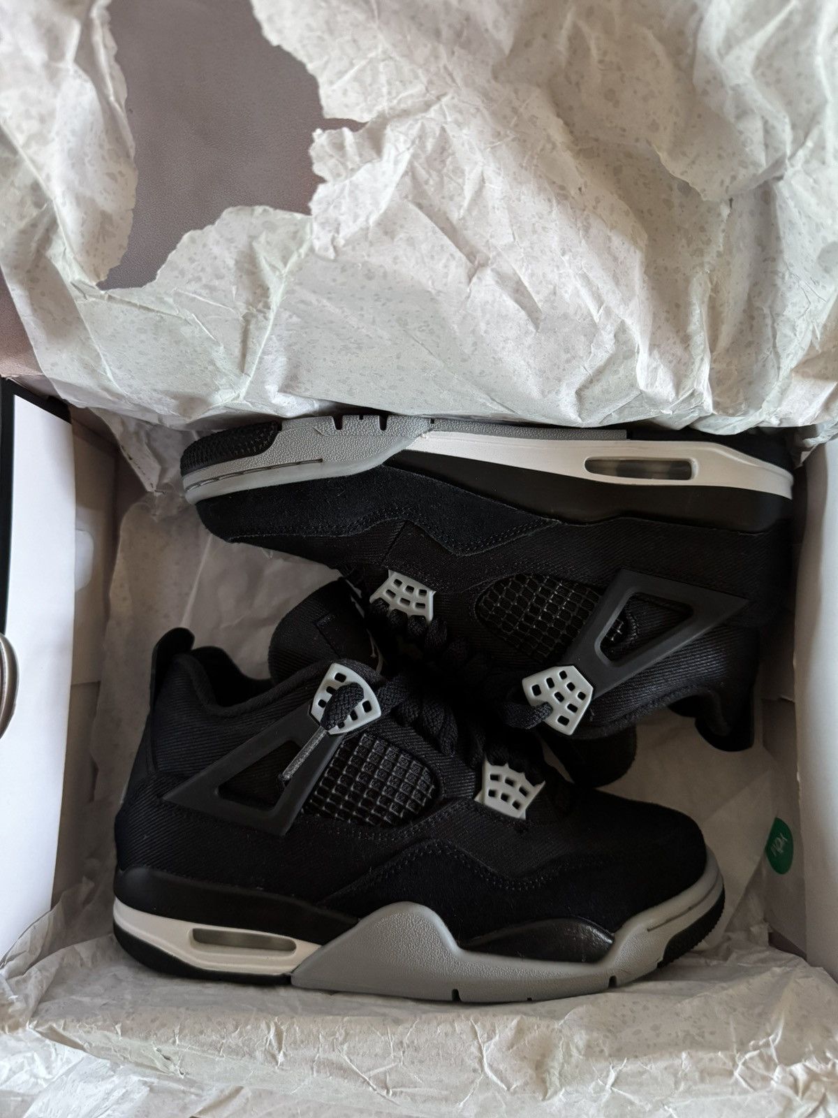 Jordan Brand Black Canvas Jordan 4s ‘2022’ Size US 5.5 / IT 35.5 - 2 Thumbnail