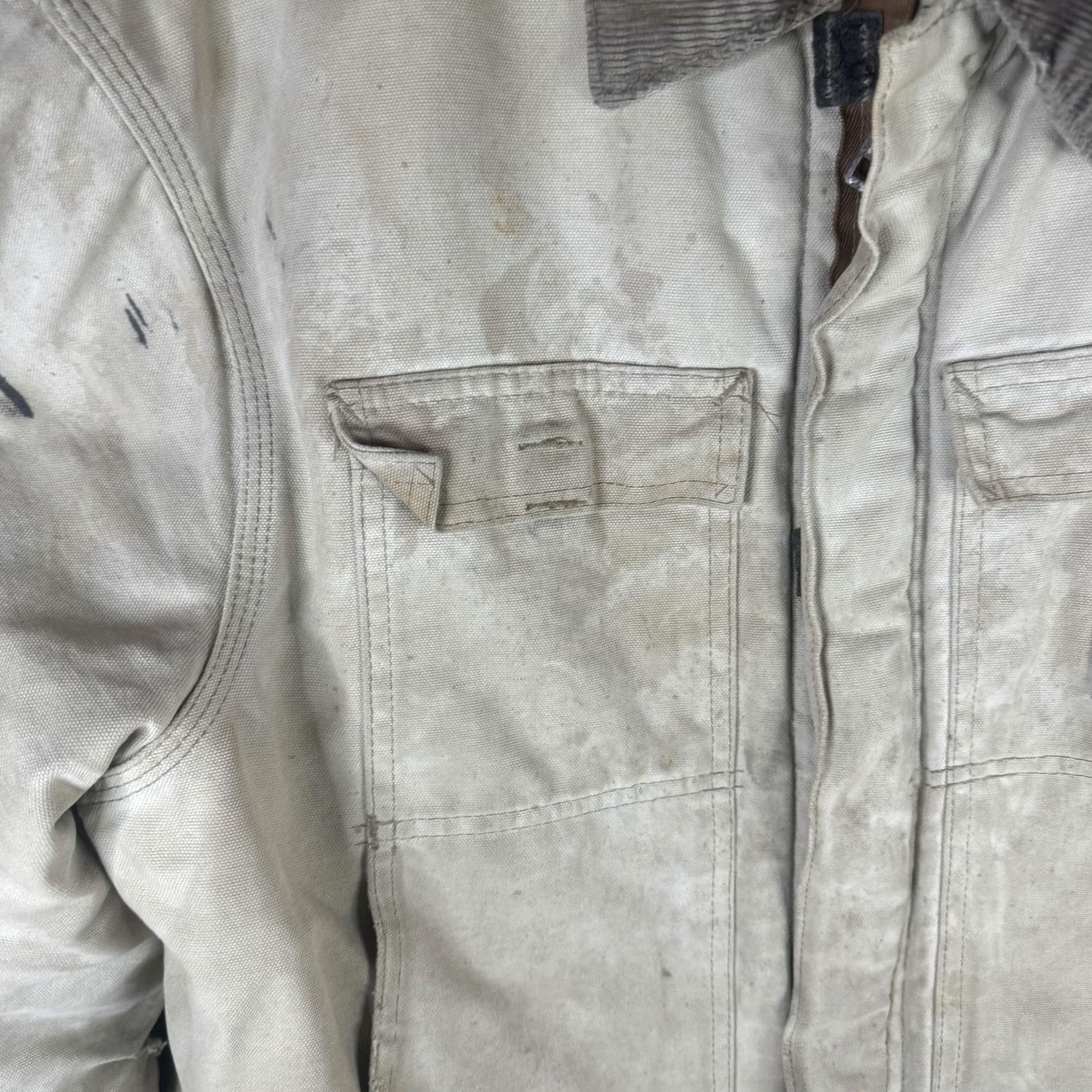 Carhartt VINTAGE Carhartt Coat Mens L Beige Canvas Work Duck Insulated Jacket Workwear Size US L / EU 52-54 / 3 - 6 Thumbnail