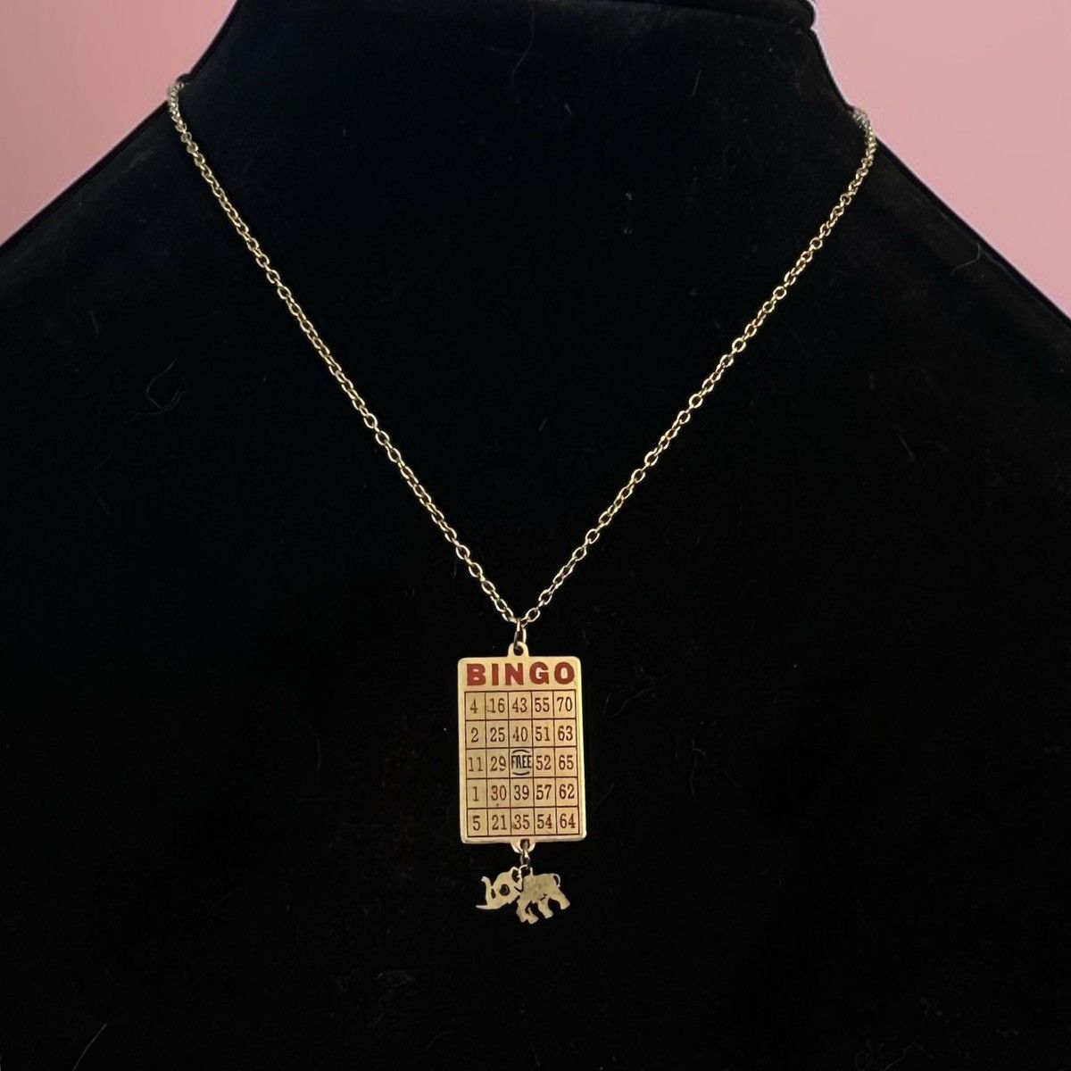 Vintage Vintage gold tone Bingo card pendant necklace Size ONE SIZE - 1 Thumbnail