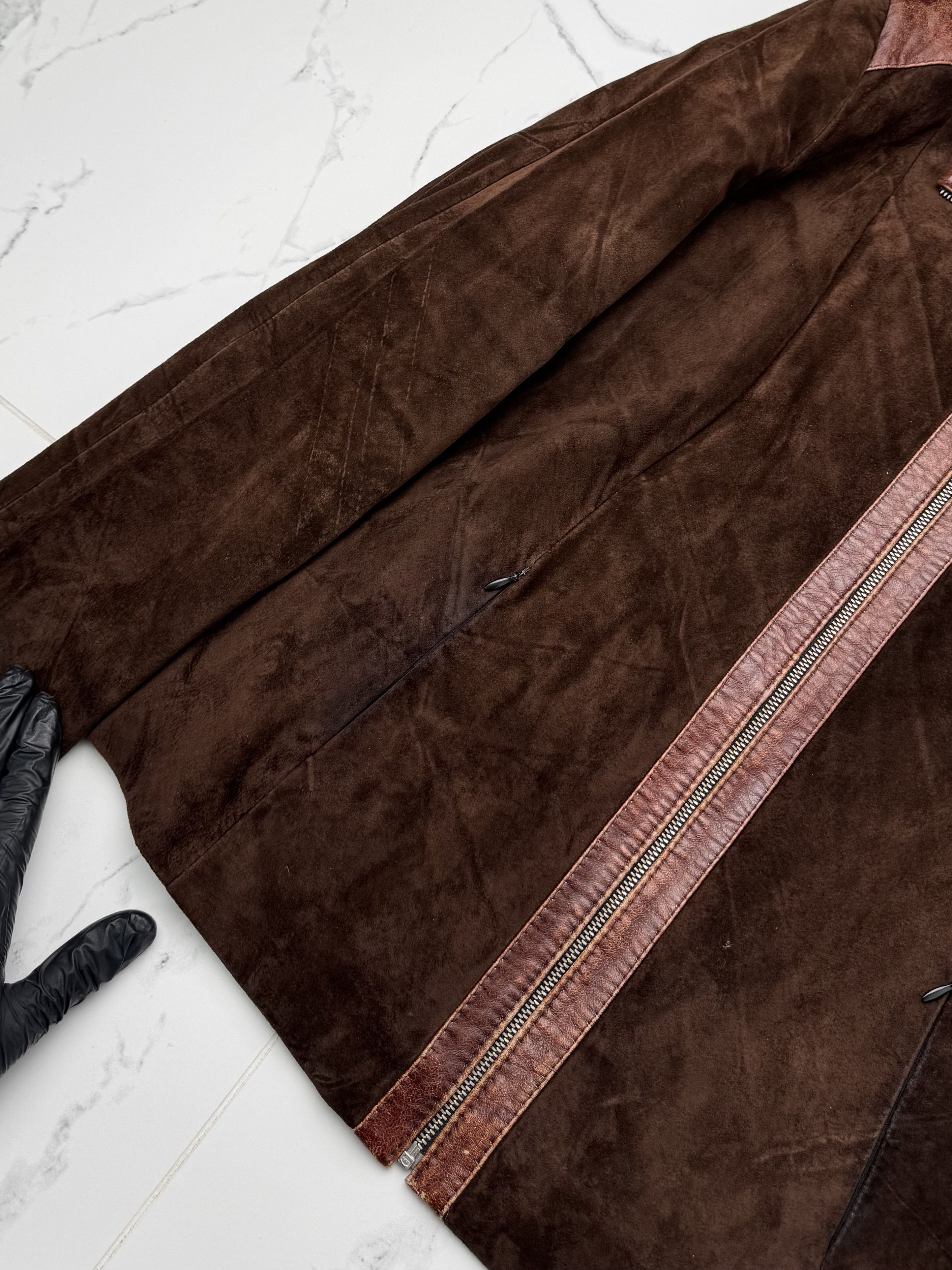 Vintage Women Brown Leather Jacket Y2K Vintage Zip Up Fitted Size L / US 10 / IT 46 - 6 Thumbnail