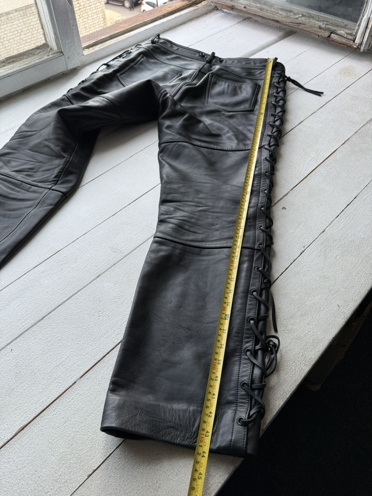 Vintage Vintage 00s Punk Rock Opium Y2K Biker Moto Leather pants Size US 39 - 12 Thumbnail