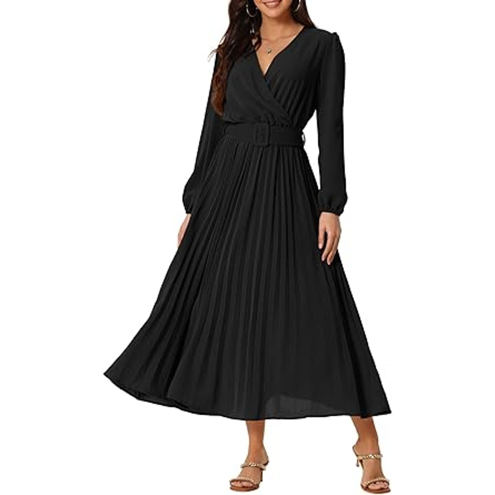 Other Women's 2024 Casual Long Sleeve Wrap V Neck Flowy Midi Size L / US 10 / IT 46 - 1 Preview