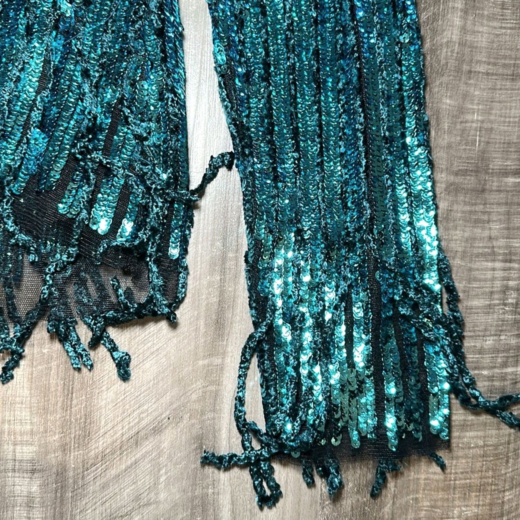 Etro ETRO Teal Sequin Fringed Jumper Top - 46 US Womens Regular Size M / US 6-8 / IT 42-44 - 3 Thumbnail
