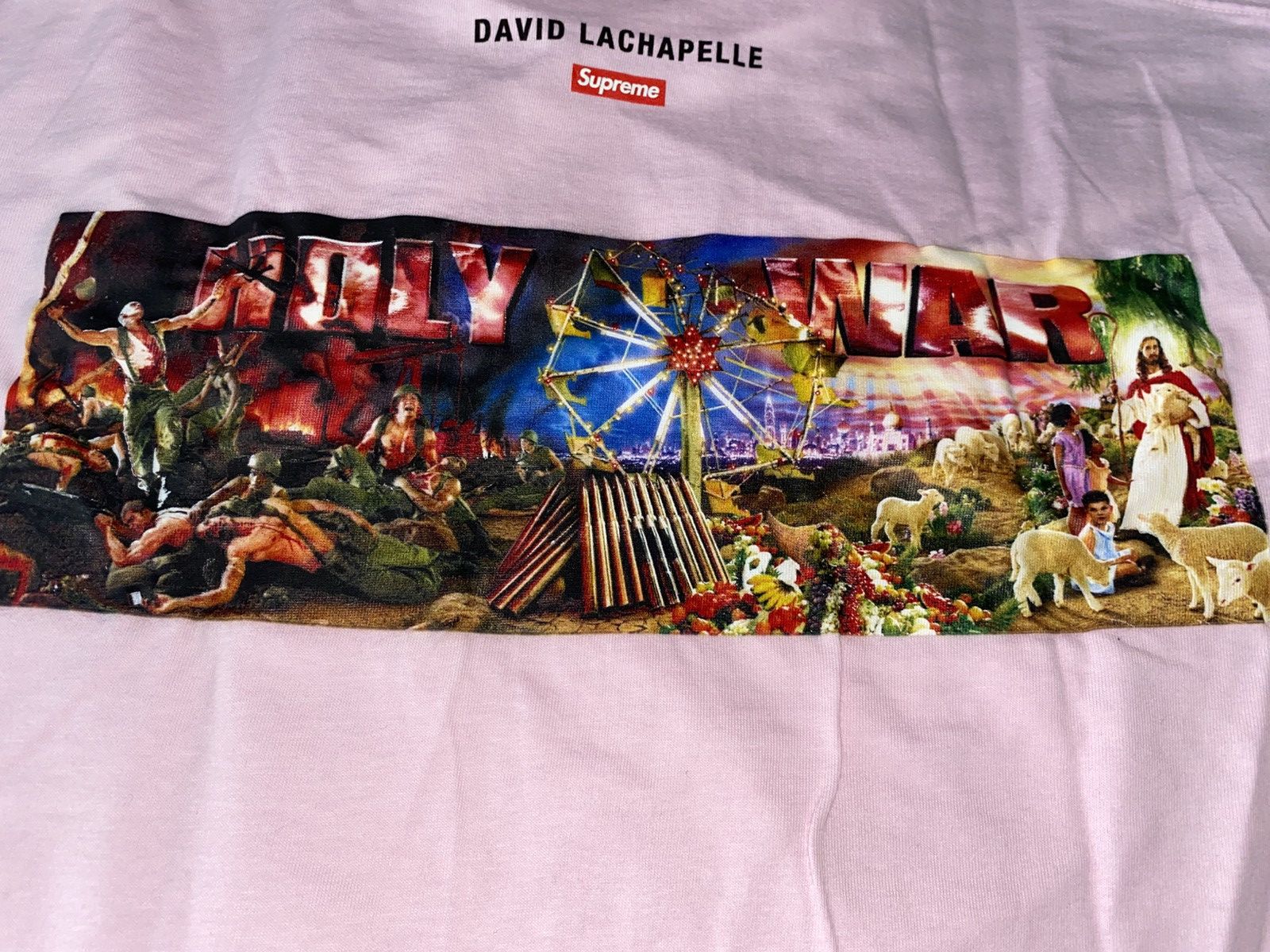 Supreme Supreme Holy War Tee Pink Size US XXL / EU 58 / 5 - 2 Thumbnail