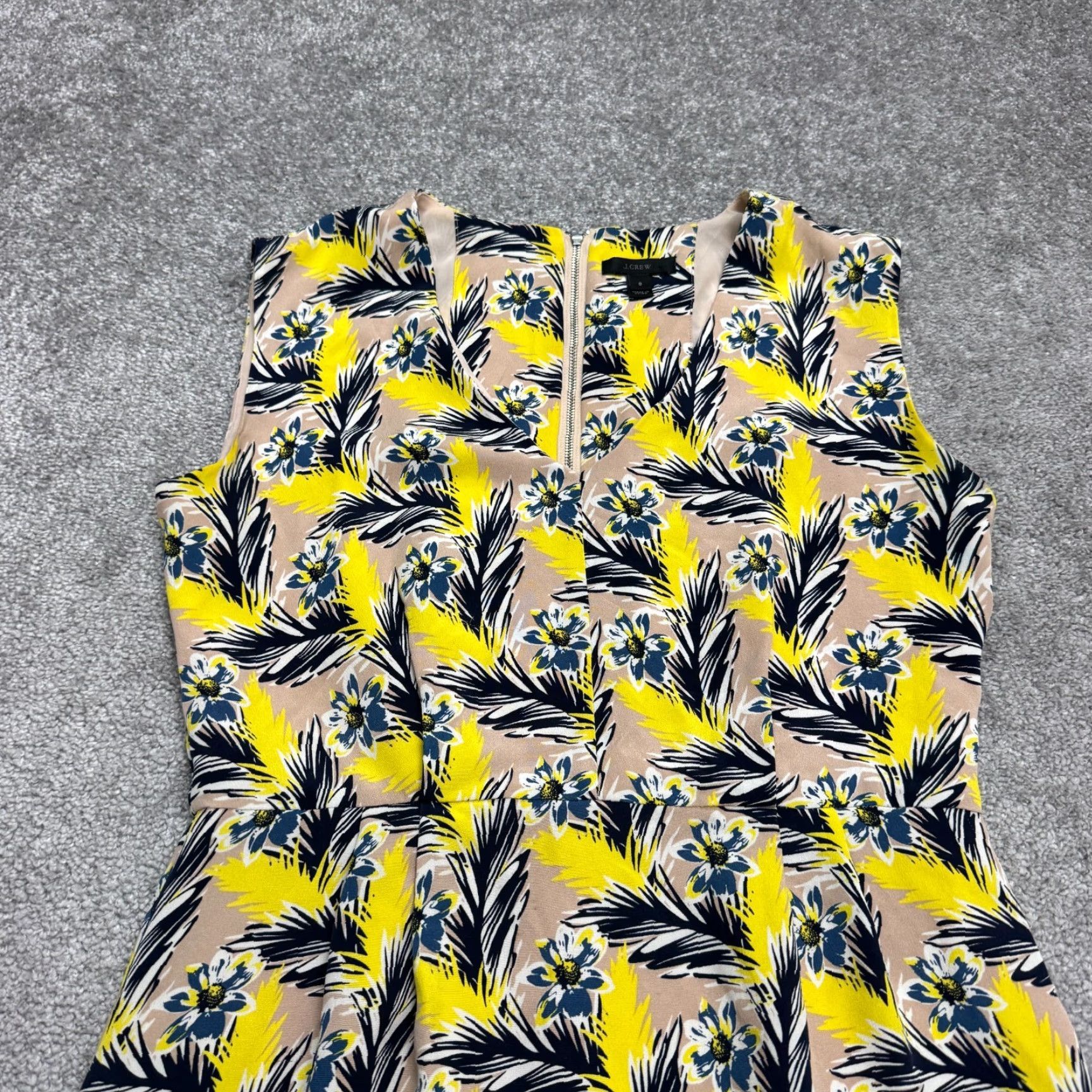 J.Crew J.Crew Silk Midi Sheath Dress Womens 8 Yellow Blue Floral Sleeveless Sundress Size M / US 6-8 / IT 42-44 - 3 Thumbnail
