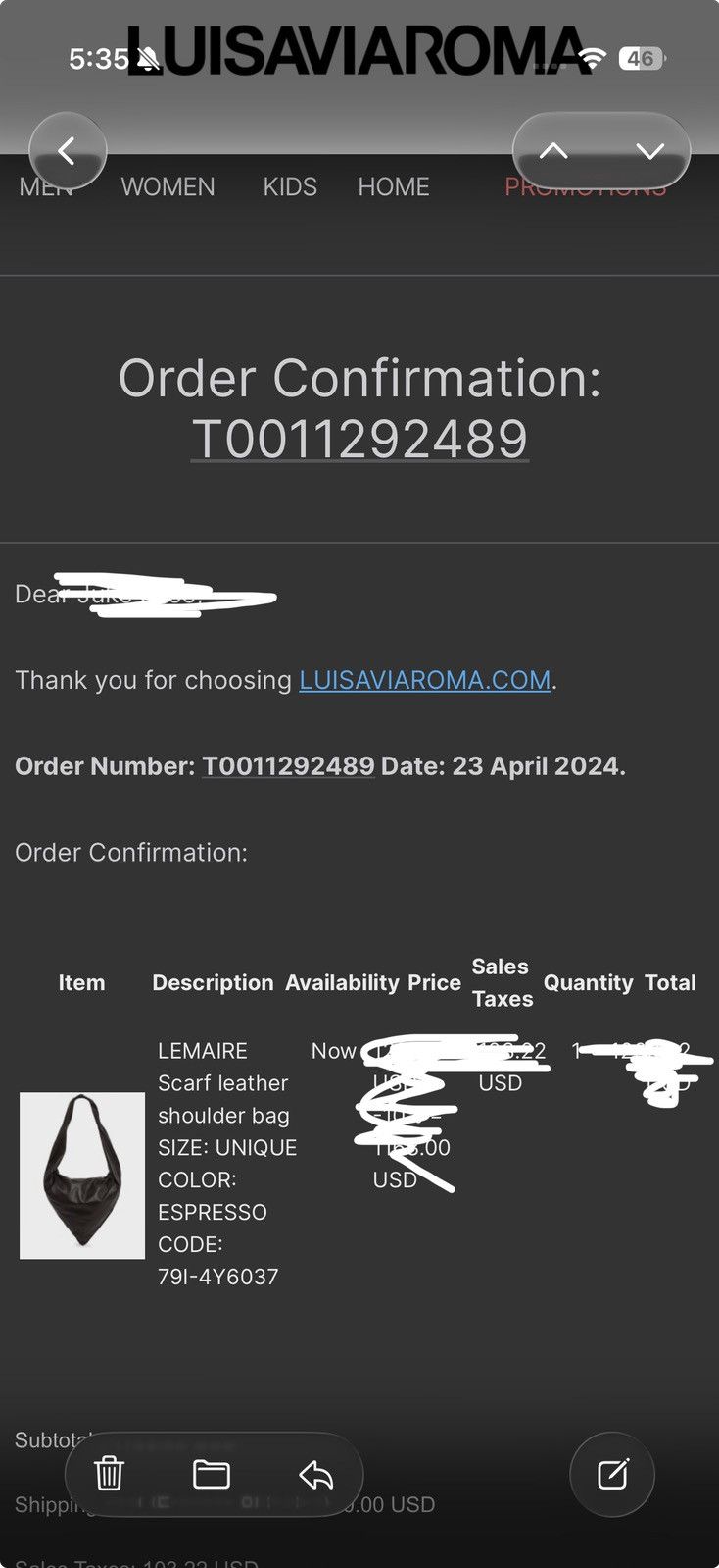 Lemaire Lemaire Scarf Bag Espresso Large Size ONE SIZE - 9 Thumbnail