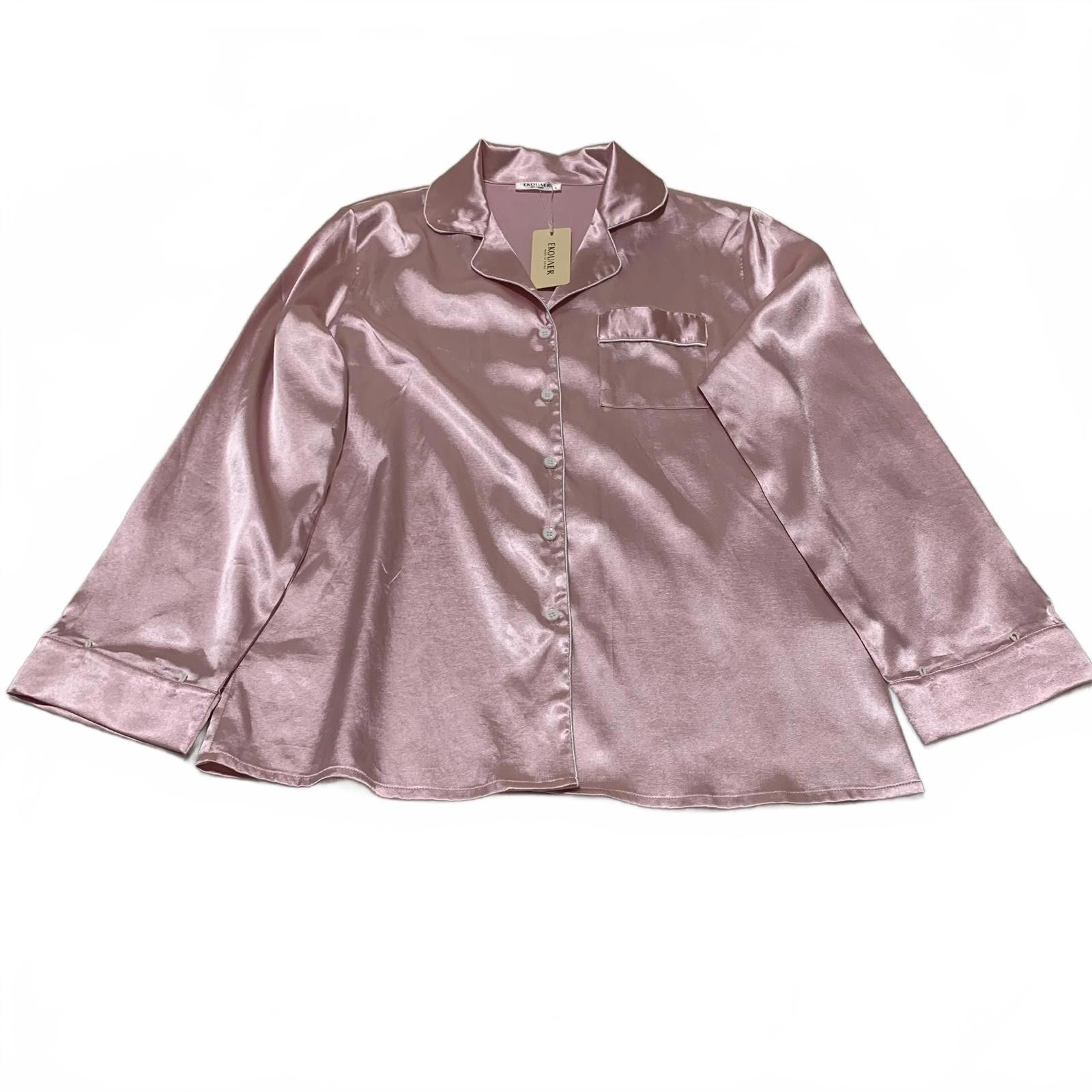 Other Ekouaer Women's Satin Pajama Top Medium Pink Size ONE SIZE - 1 Thumbnail