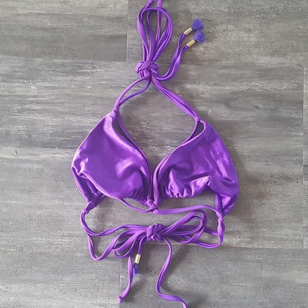 Designer Purple Strapped Summer Luxe Bikini Top Size ONE SIZE - 1 Thumbnail