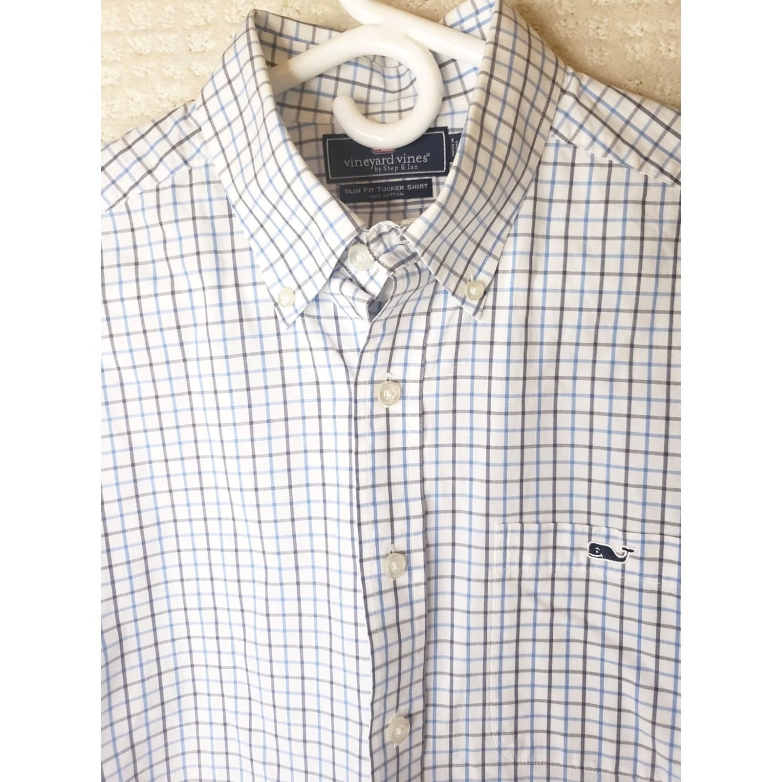 Vineyard Vines Vineyard Vines Tucker Shirt Mens M Slim Fit Plaid Cotton Long Sleeve Button-Up Blue Gray Embroidered Whale Preppy Casual 90s? Size US M / EU 48-50 / 2 - 3 Thumbnail