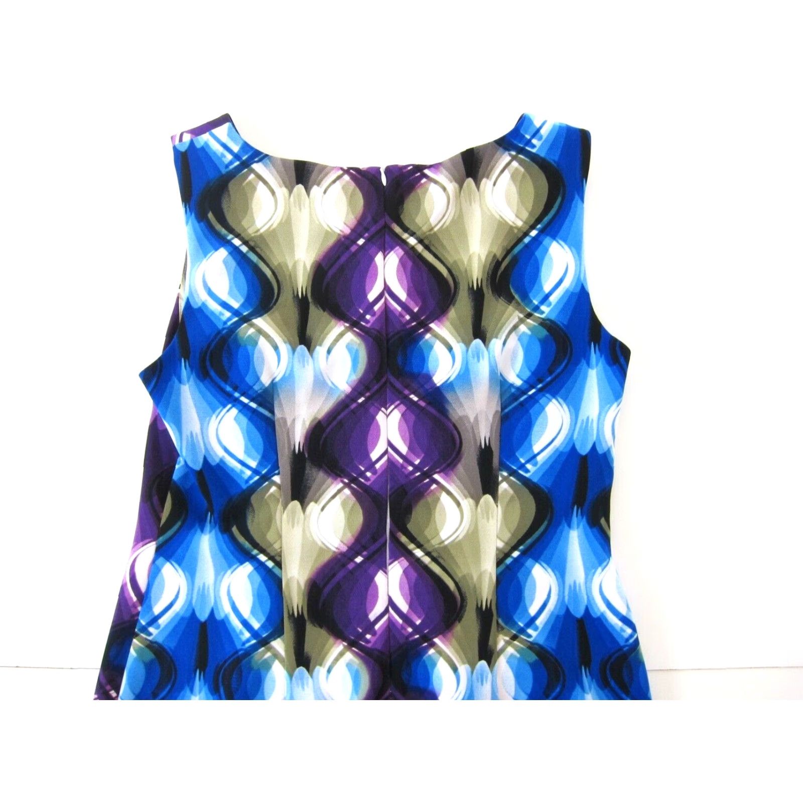 Vintage Connected Apparel Blue Purple White Geometric Stretch Sheath Tank Dress Women 12 Size XL / US 12-14 / IT 48-50 - 5 Thumbnail