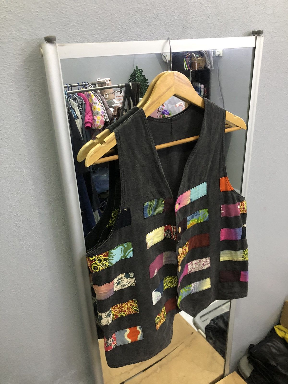 Japanese Brand El Rodeo Japan Patchwork Artisan Vest Black Faded Boho Craft Size US S / EU 44-46 / 1 - 3 Thumbnail