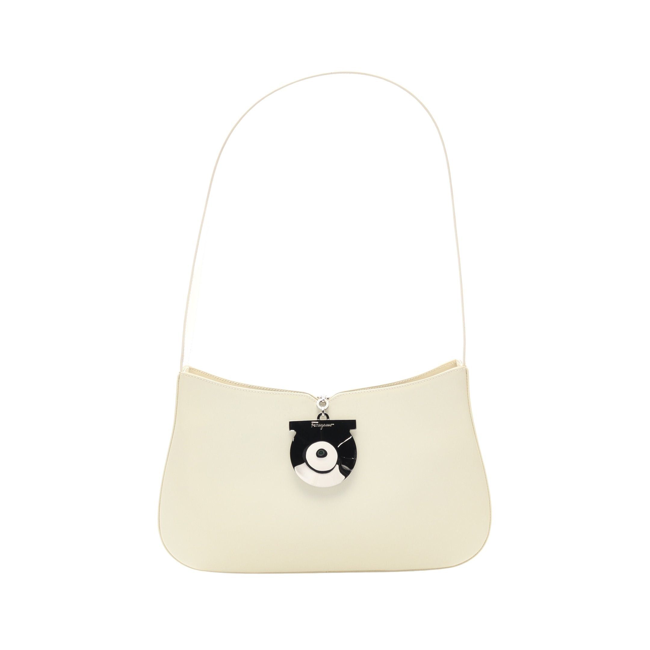 Salvatore Ferragamo Gancini One Shoulder Bag Leather White