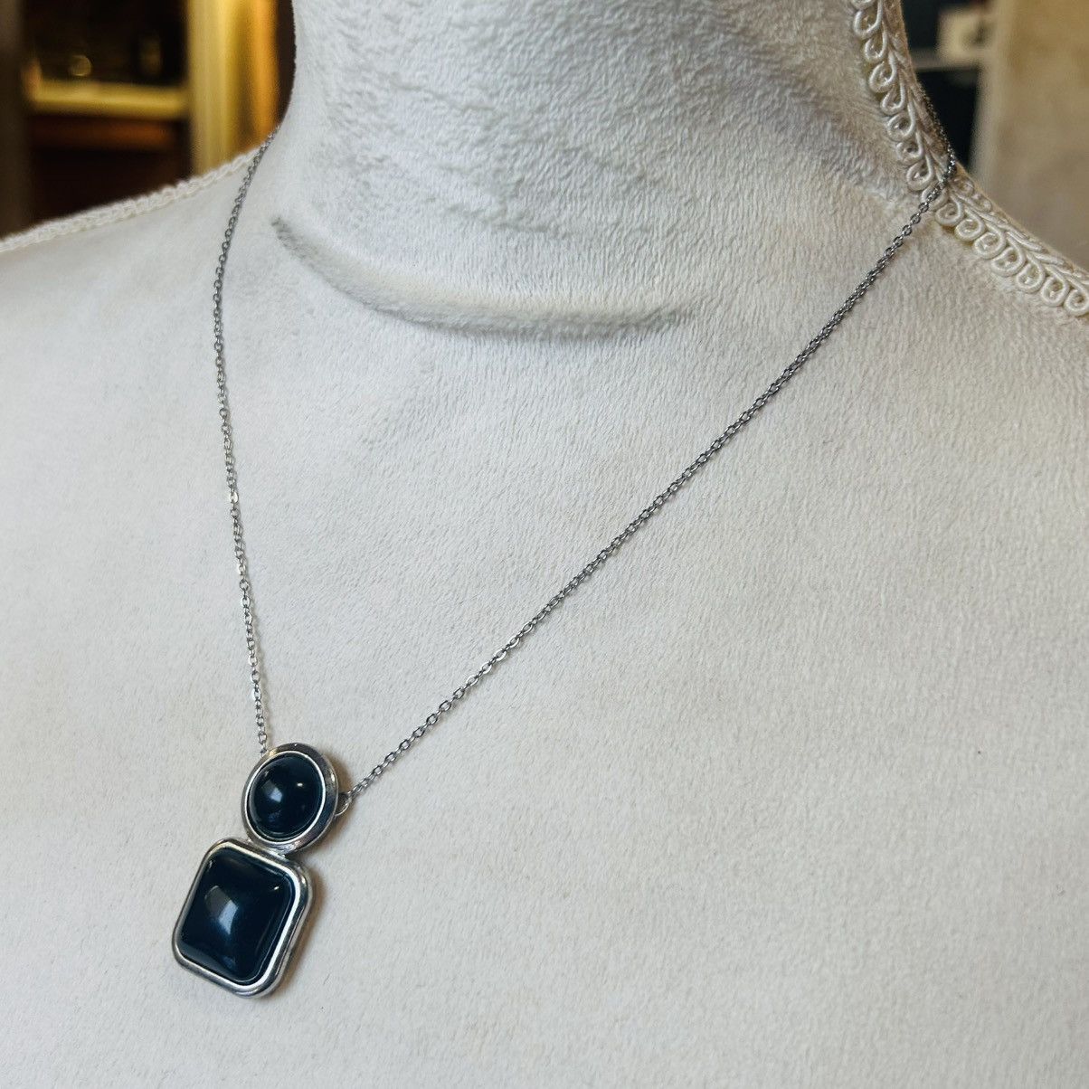 Handmade Handcrafted salvaged repurpose vintage jet black necklace Size ONE SIZE - 3 Thumbnail