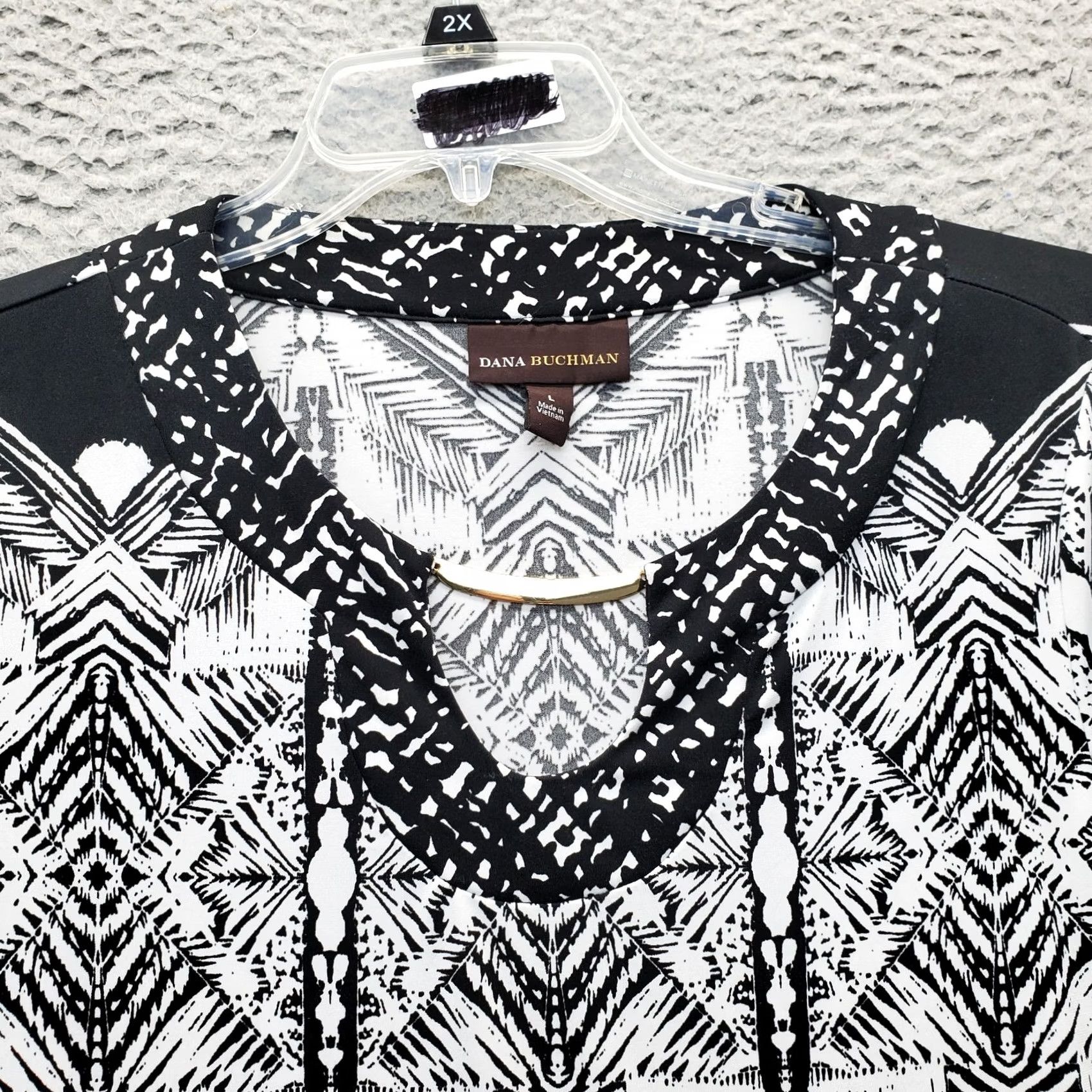 Vintage Dana Buchman Blouse Womens L Multi Geo Print Stretch Round Neck Top Size L / US 10 / IT 46 - 3 Thumbnail