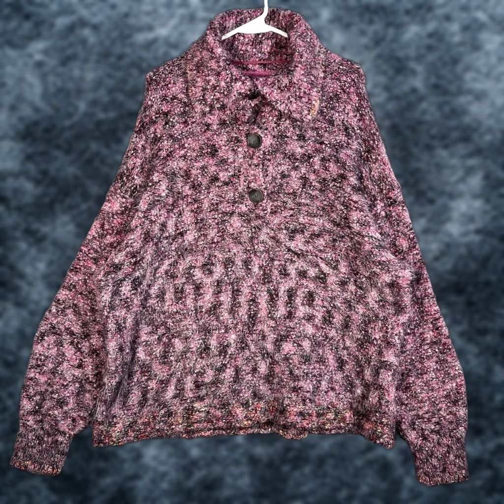 Free People VINTAGE Free People Stellar Pullover Sweater XL Pink Oversized Womens Knitted Pullover 90s? Size XL / US 12-14 / IT 48-50 - 1 Thumbnail