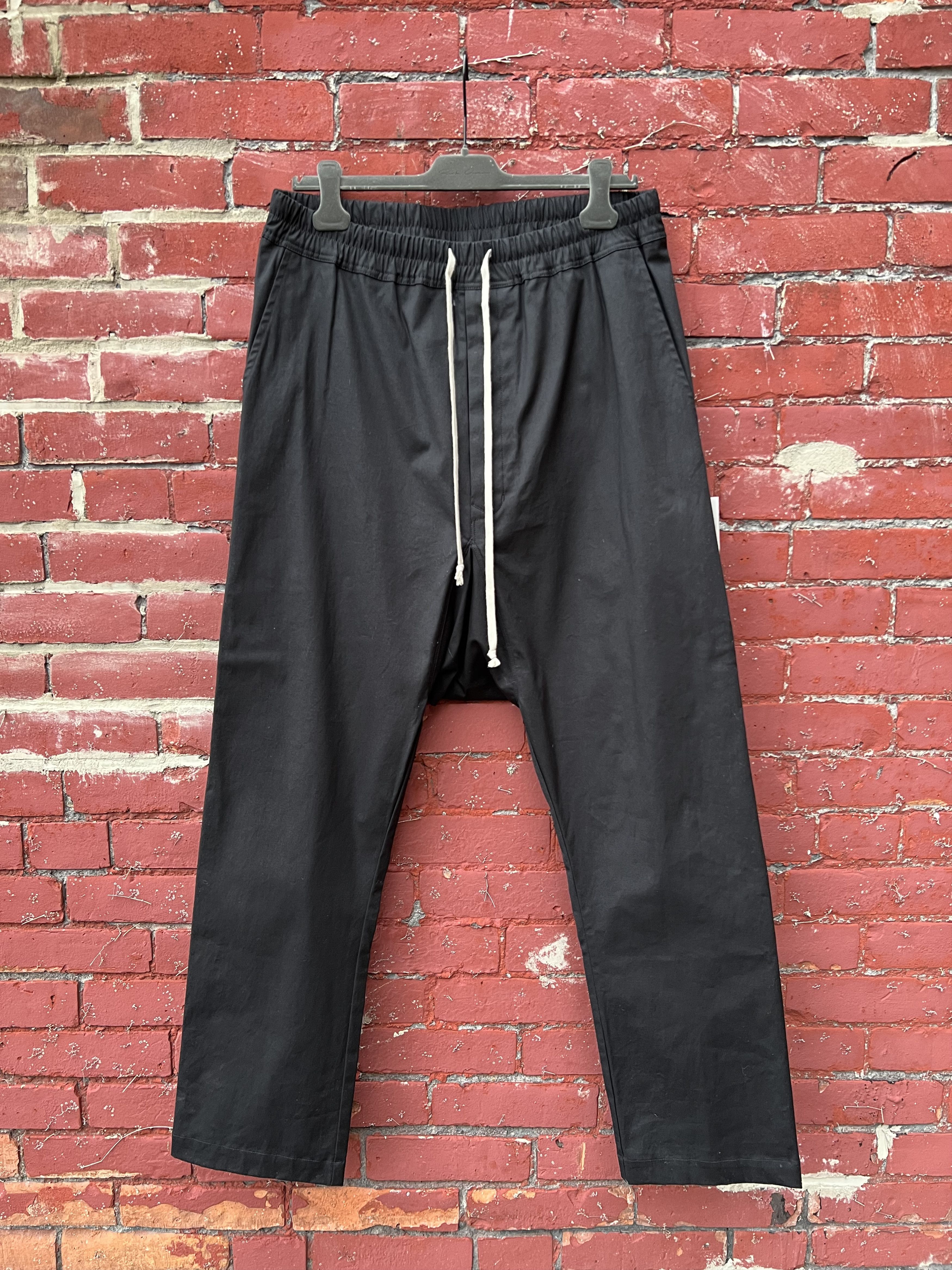 image of Rick Owens Forever Drawstring Dropcrotch Pants in Black, Men's (Size 36)