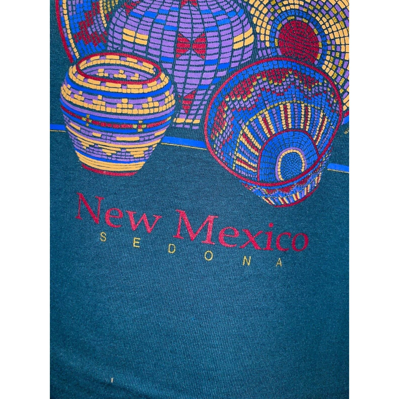 Jerzees Vintage New Mexico Shirt Sedona Art Green Tee VTG 90s Large Size US L / EU 52-54 / 3 - 6 Thumbnail