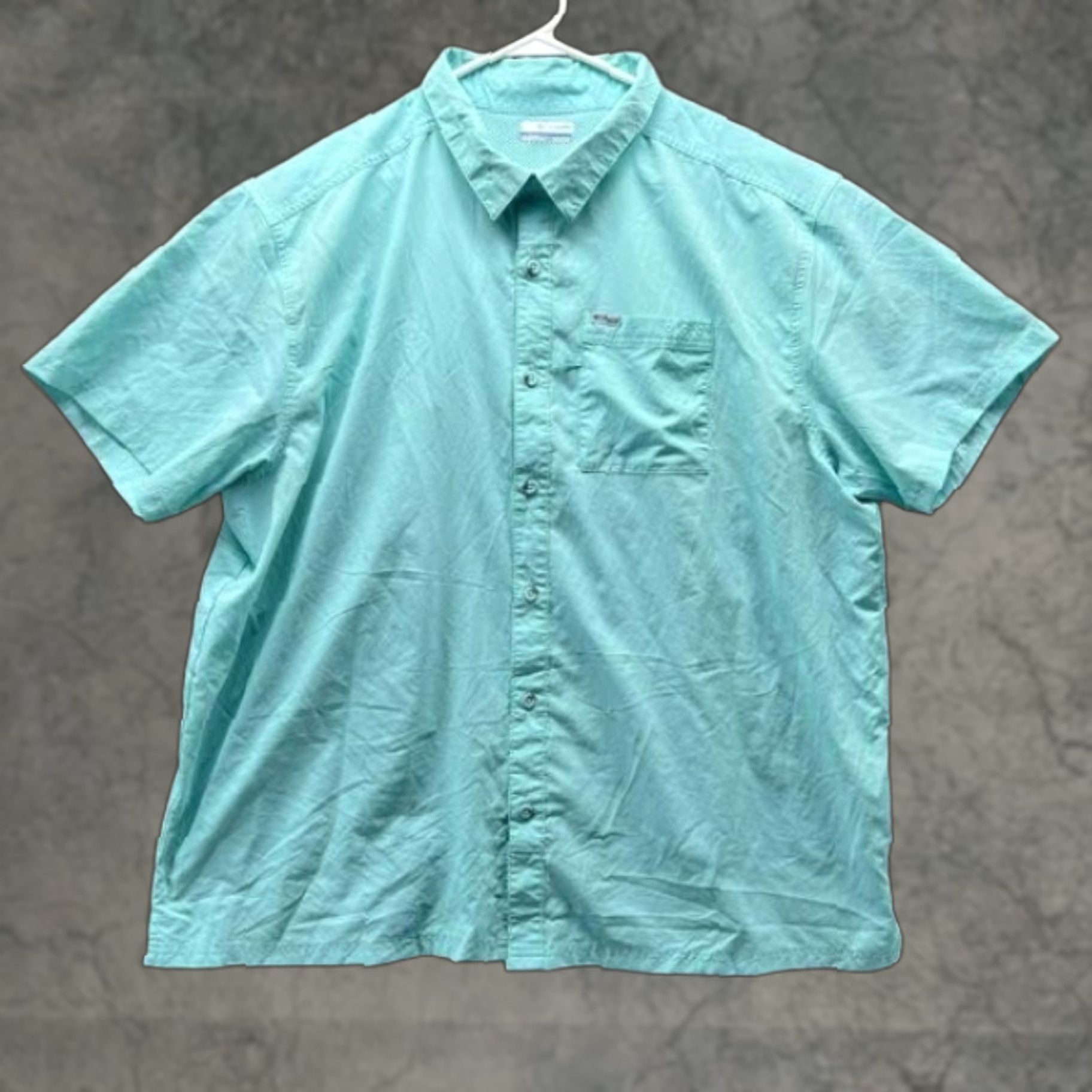 Vintage Columbia Shirt Men 2XL Mint Blue Button-Down Short Sleeve Vintage All Seasons Casual Preppy PFG Vacation Size US XXL / EU 58 / 5 - 1 Thumbnail