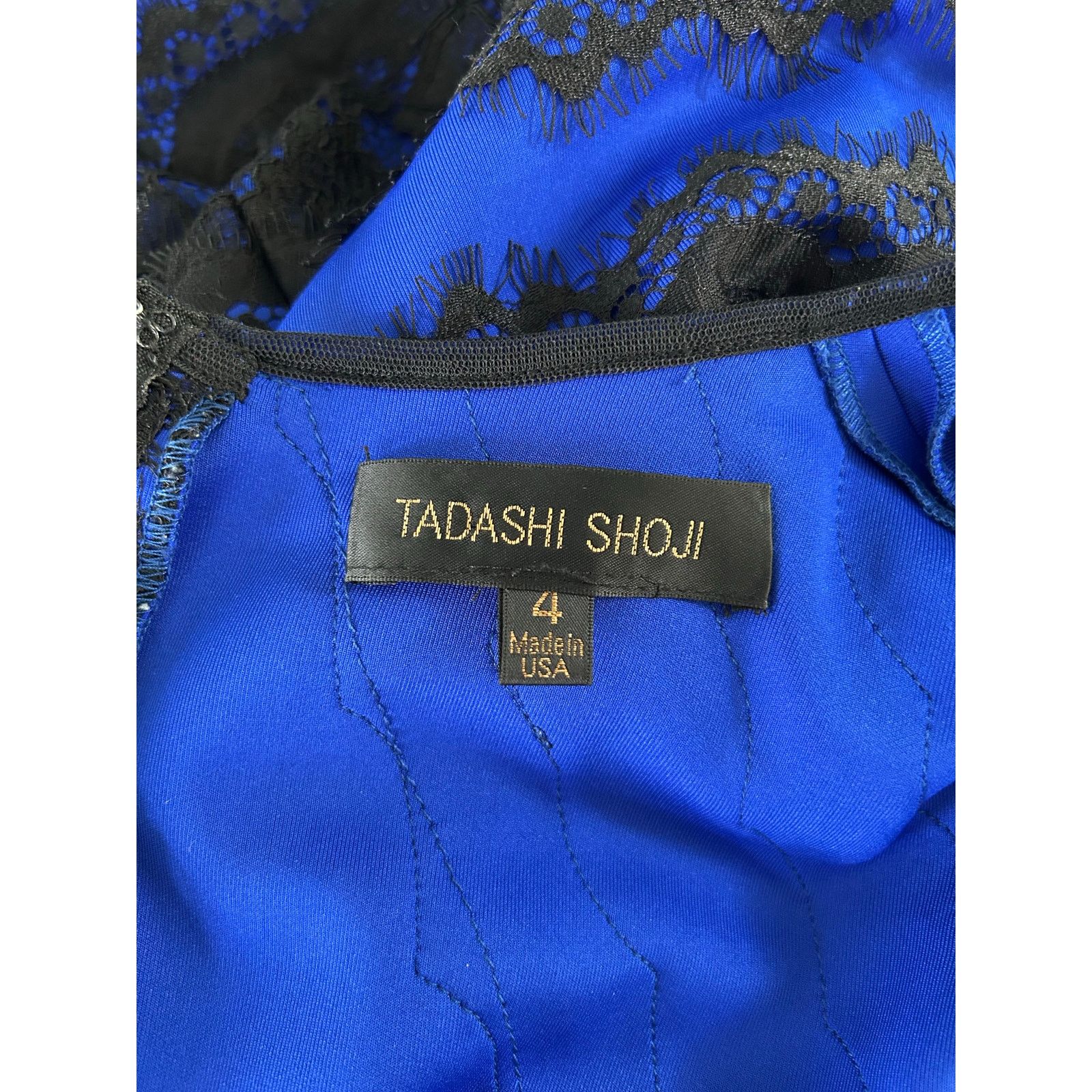 Tadashi Shoji Tadashi Shoji Blue Black Lace Event Cocktail Dress S 4 6 Size S / US 4 / IT 40 - 9 Thumbnail